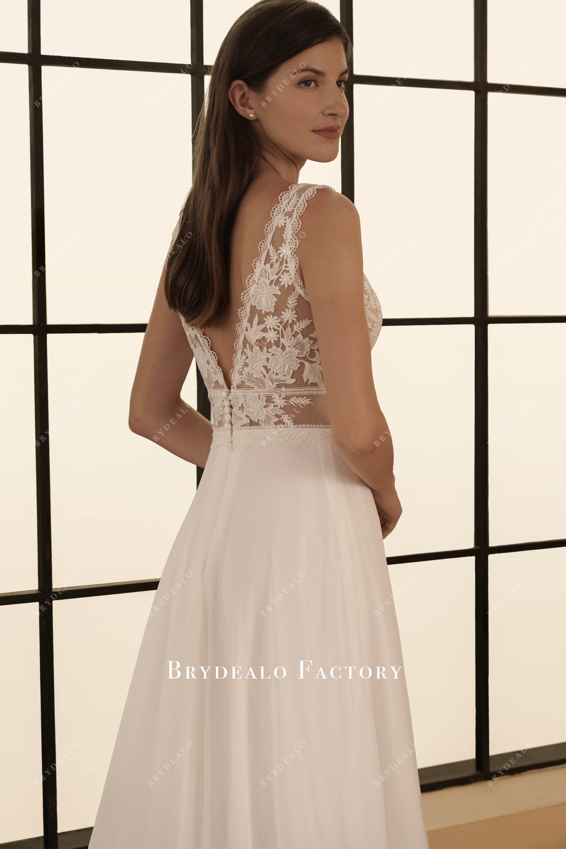 v back lace wedding dress