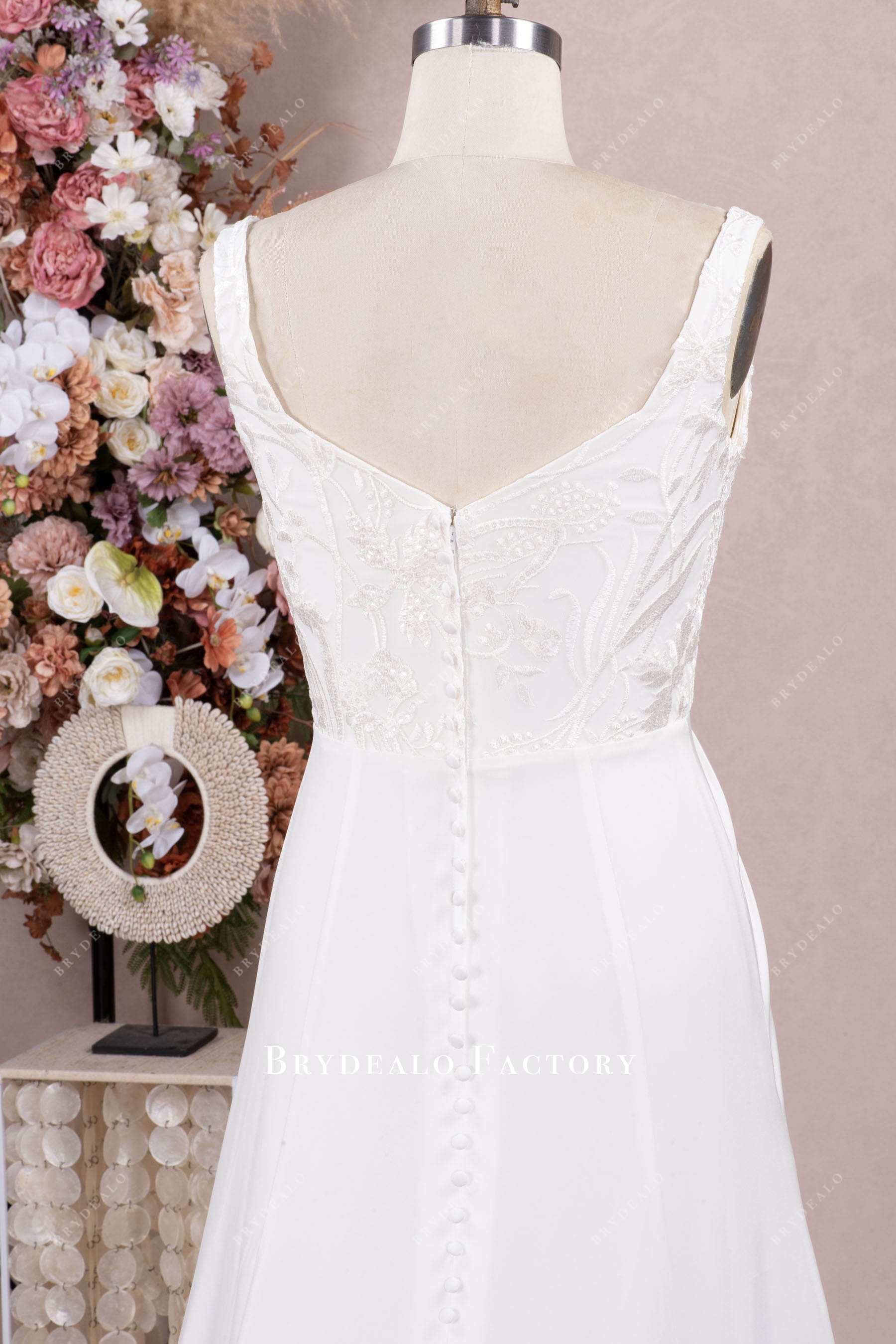 v cut back lace wedding gown