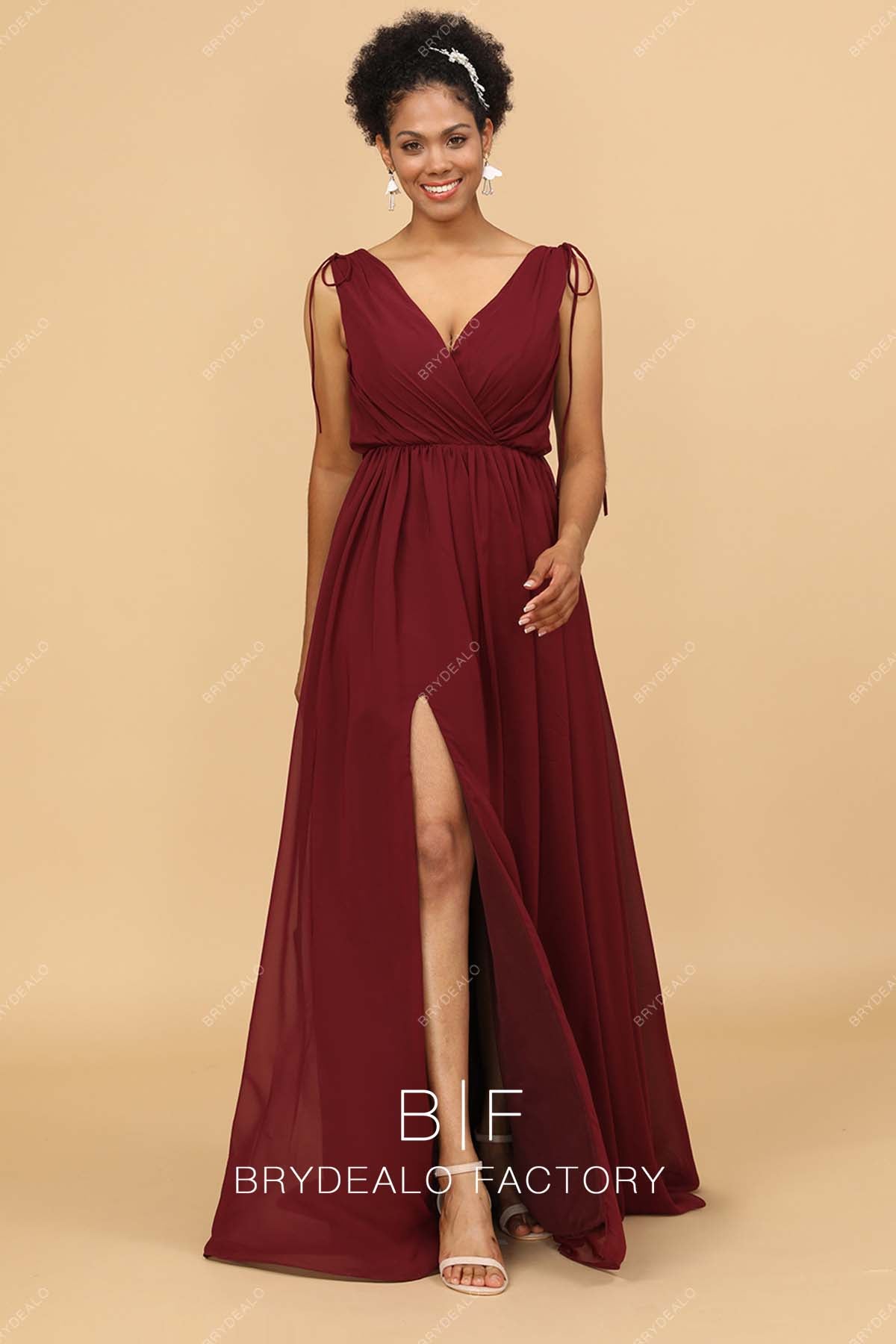 Burgundy and Yellow Bridesmaid Dresses