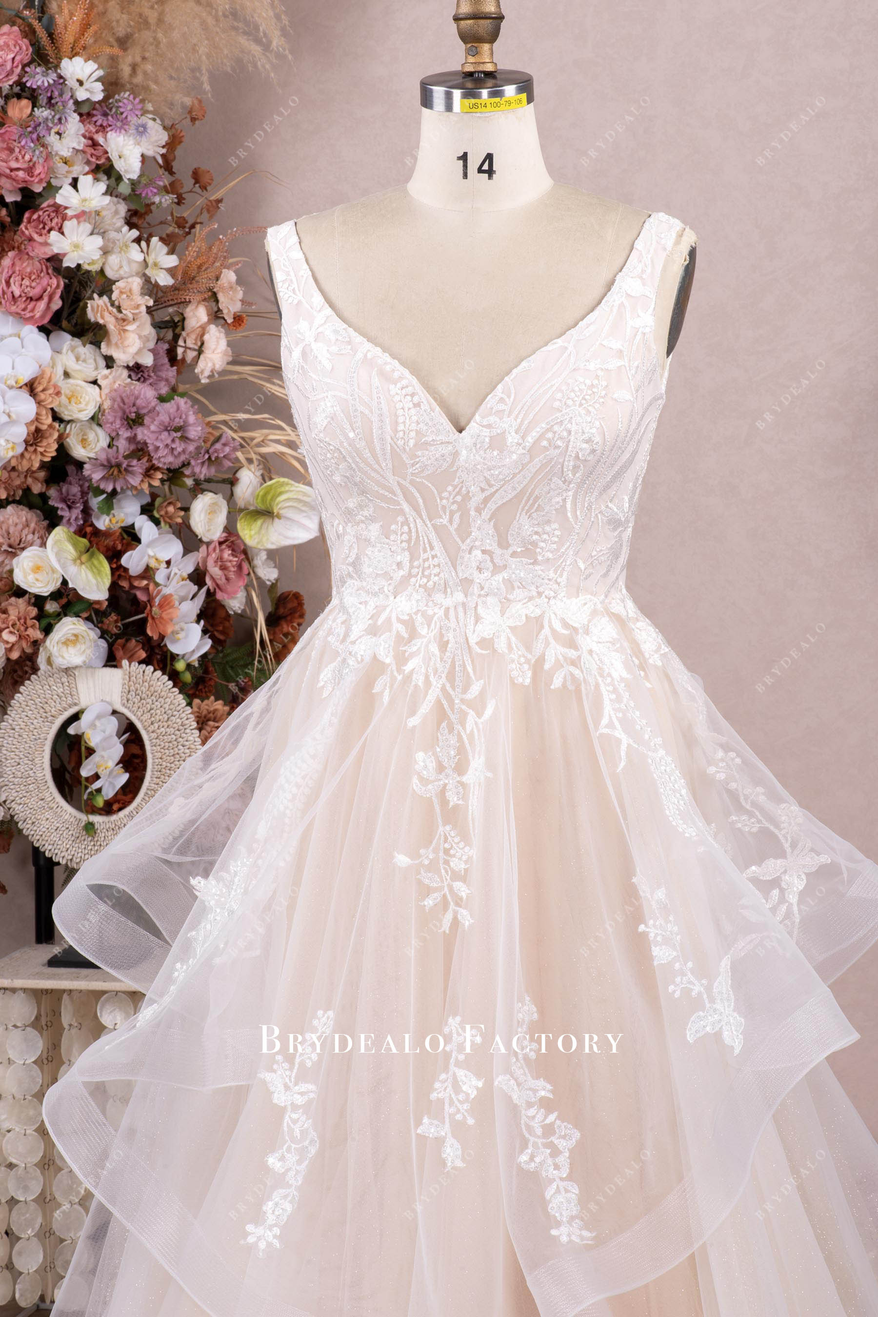 v-neck wedding dress