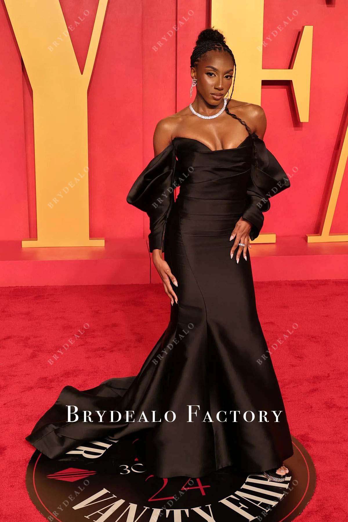 off the shoulder prom dresses 2024 Ziwe Fumudoh Black Mermaid 2024 Oscars After Party Dress