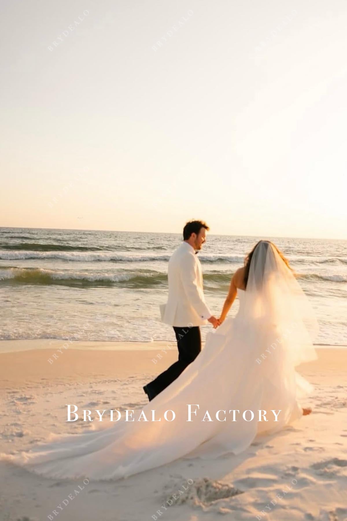 a line cathedral train wedding dress