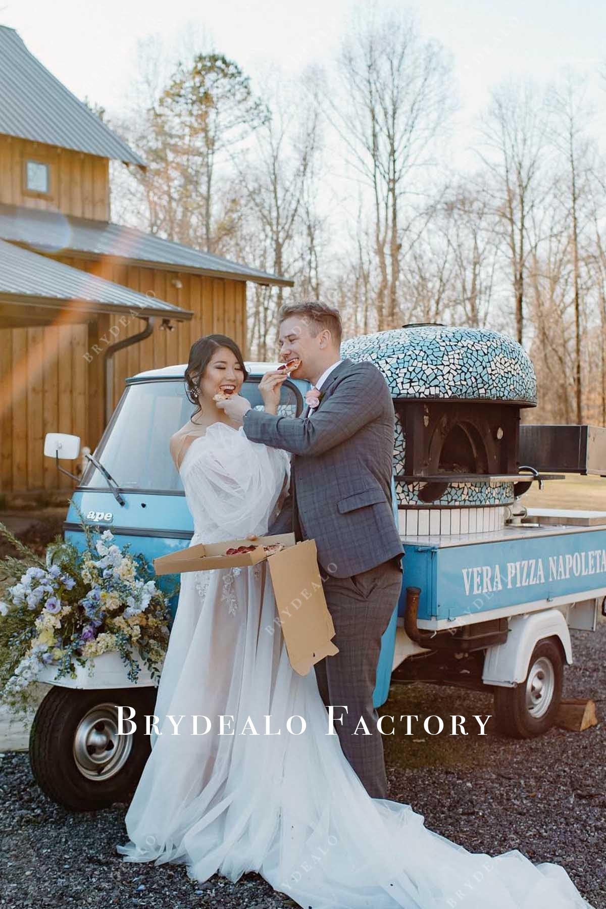 a line chapel train wedding dress