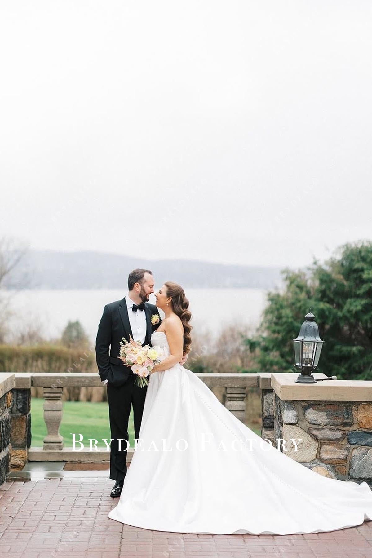 a line chapel train wedding dress