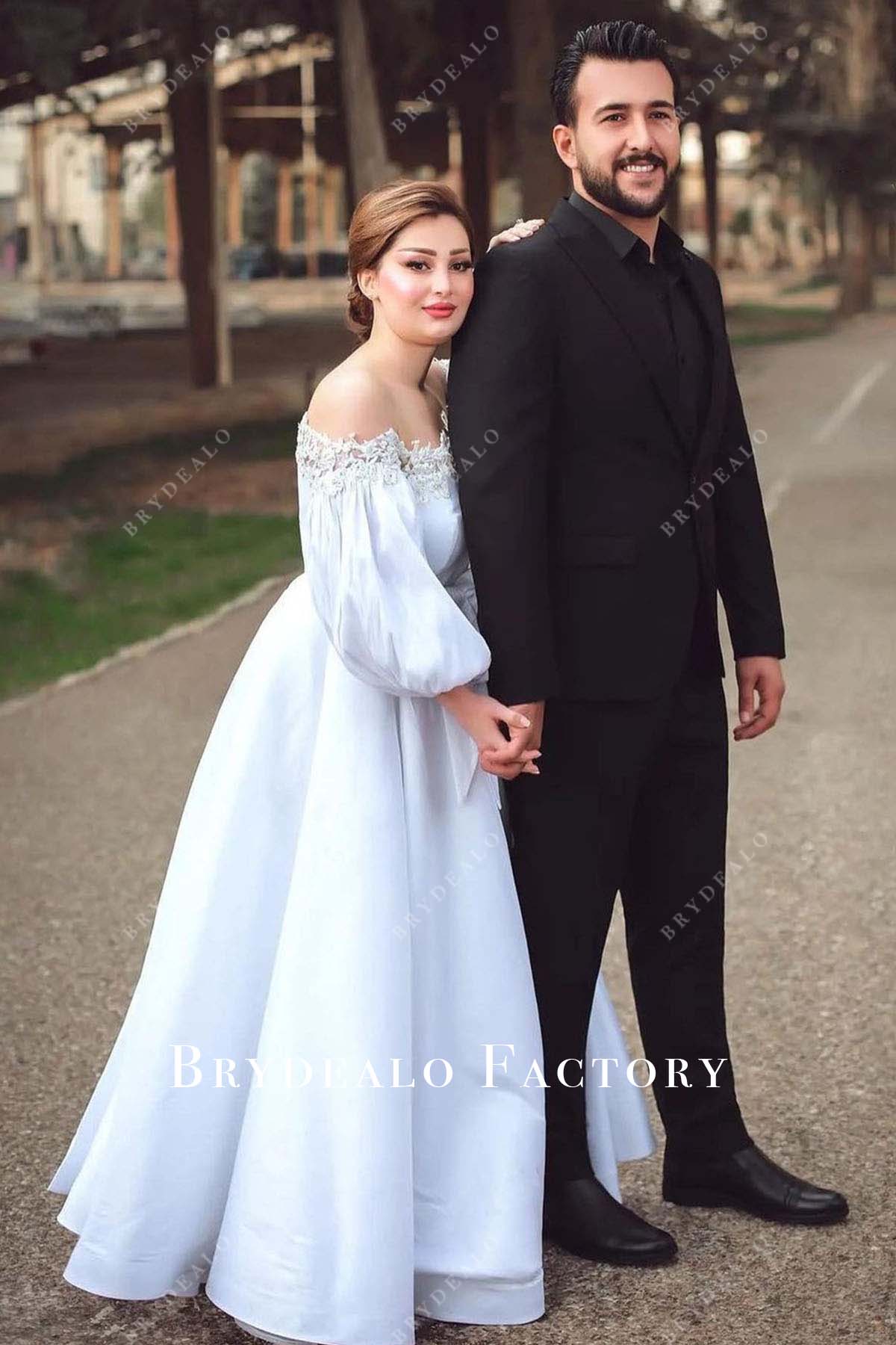 a line floor length wedding dress