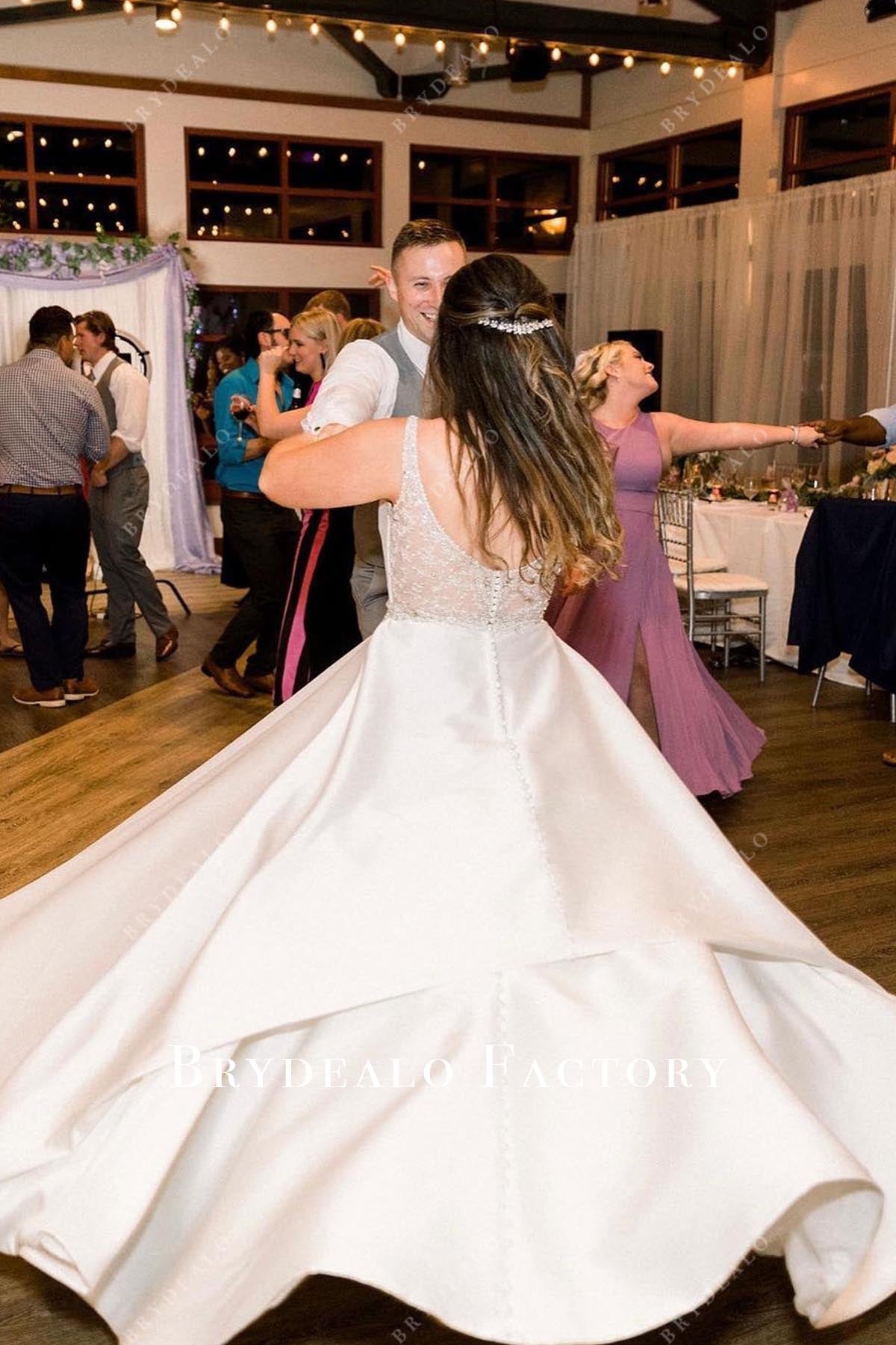 a line illusion back wedding dress