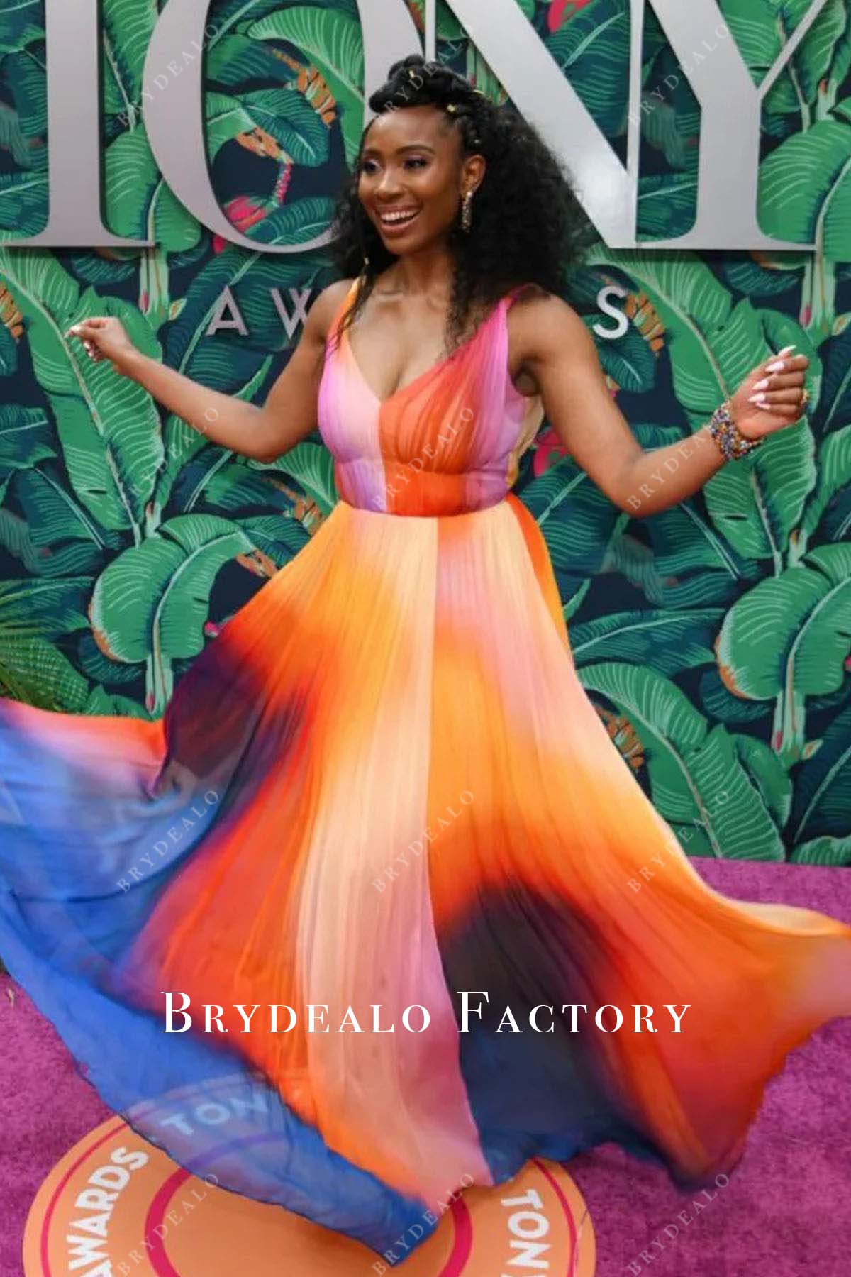 ombre red carpet dress For her second look of the evening, @maitreyiramakrishnan wears a pink and  orange ombre one-shoulder gown from the ZUHAIR MURAD Ready-To-Wear Spring  2024 Collection to the 2024 Vanity Fair Oscars Party. #ZuhairMuradRTW #