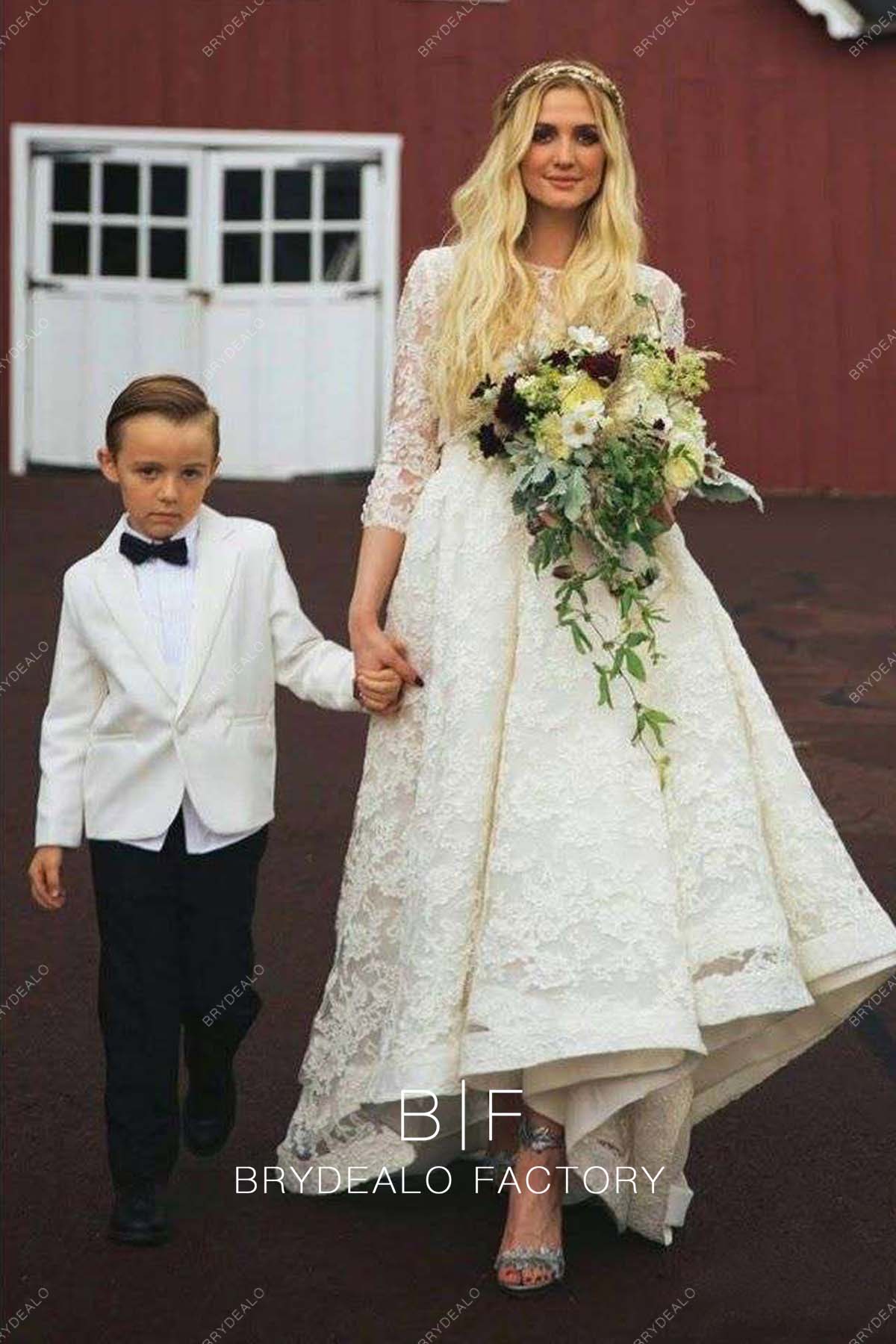 Ashlee Simpson High-low Boho Lace Wedding Dress