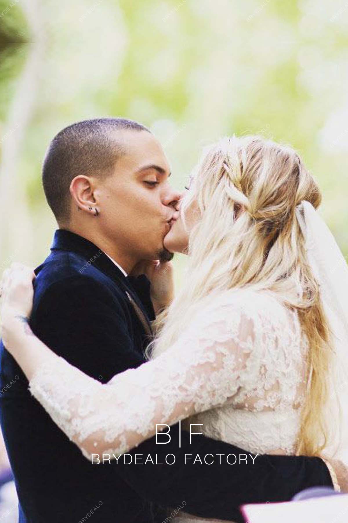 Ashlee Simpson Long Sleeve Boho Lace Two-piece Wedding Dress