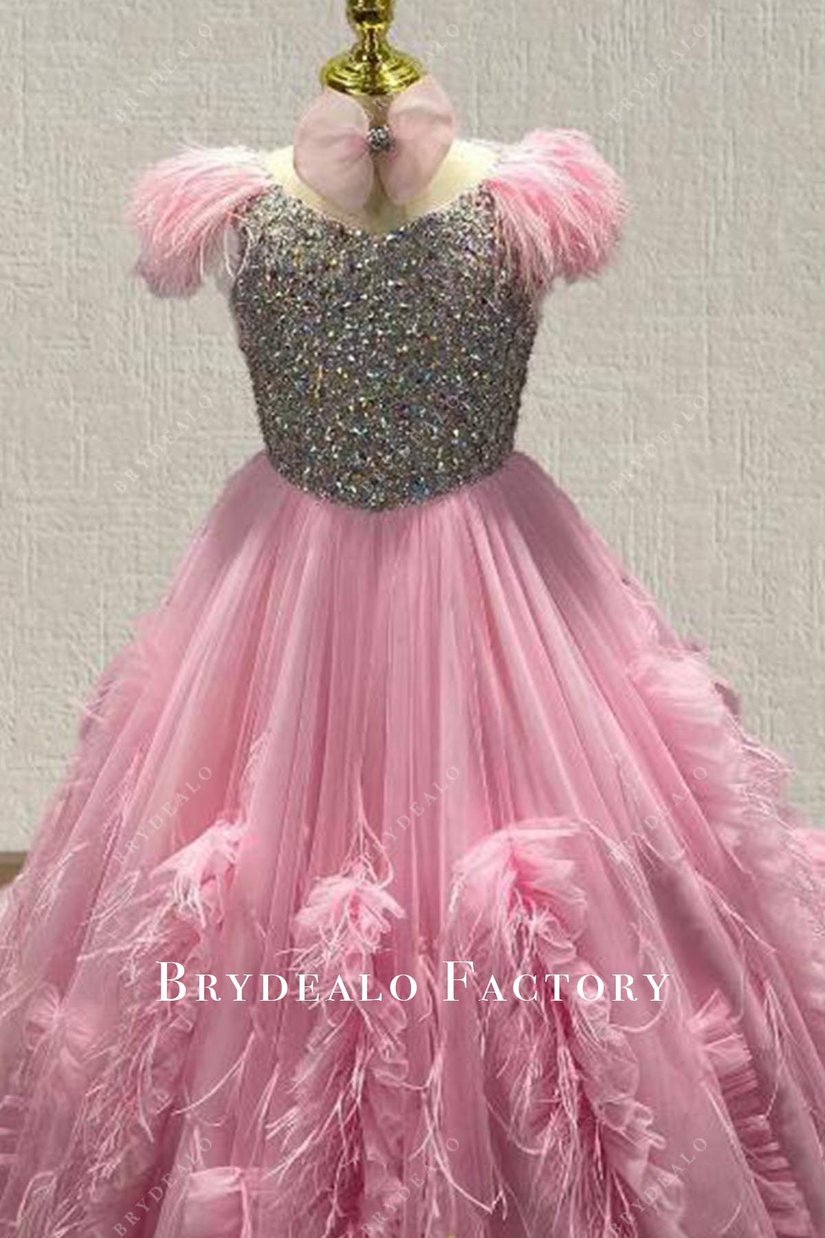 baby pink v neck pageant dress