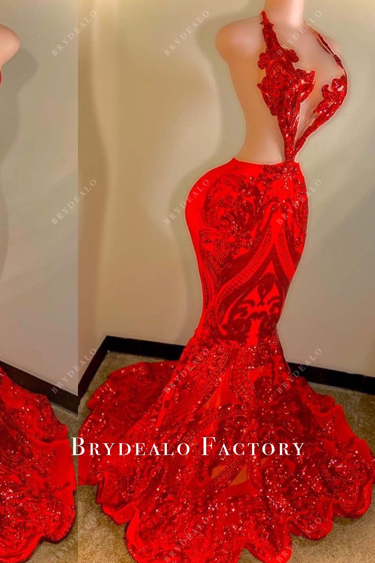 backless sequined mermaid prom dress