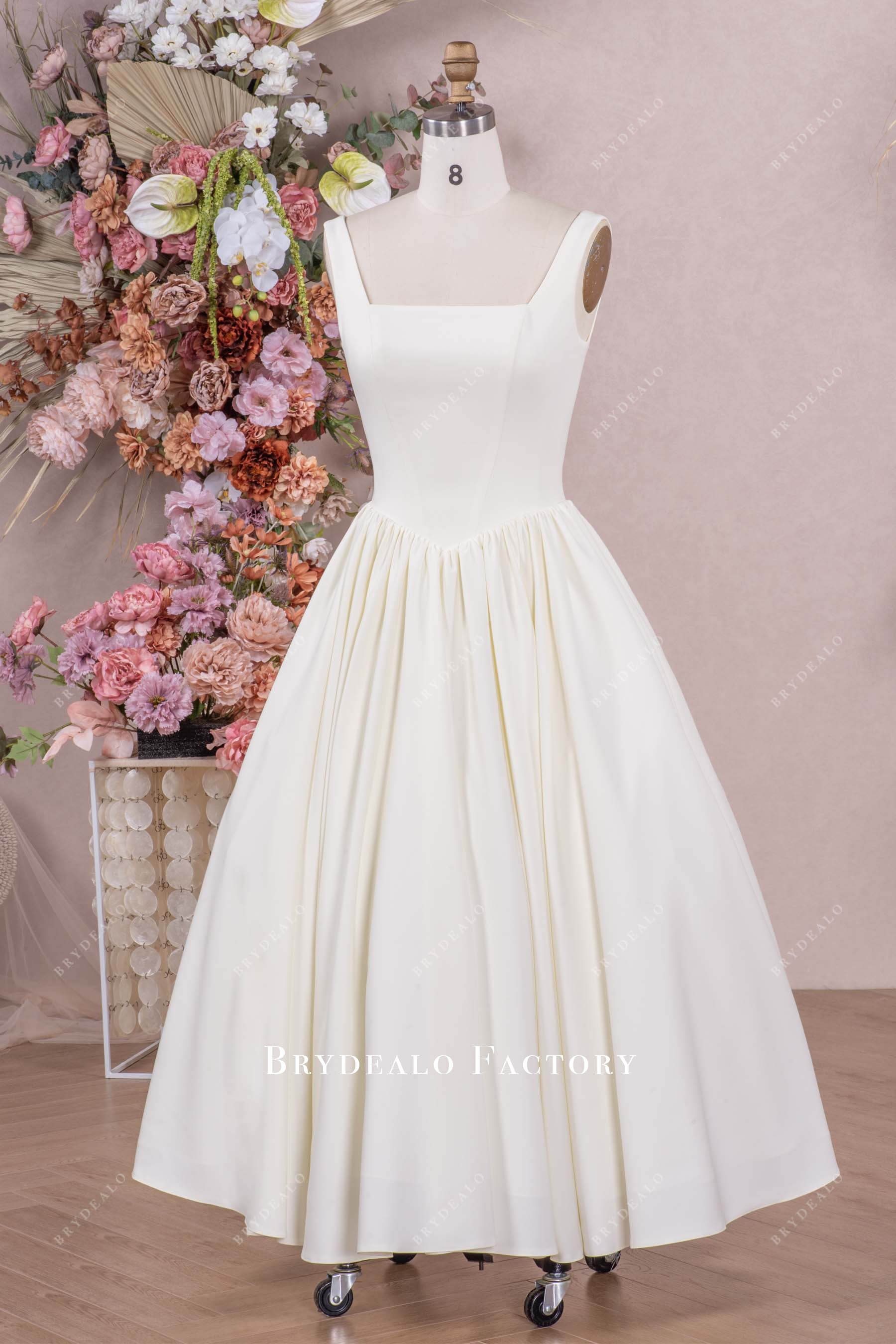 basque waist bridal gown