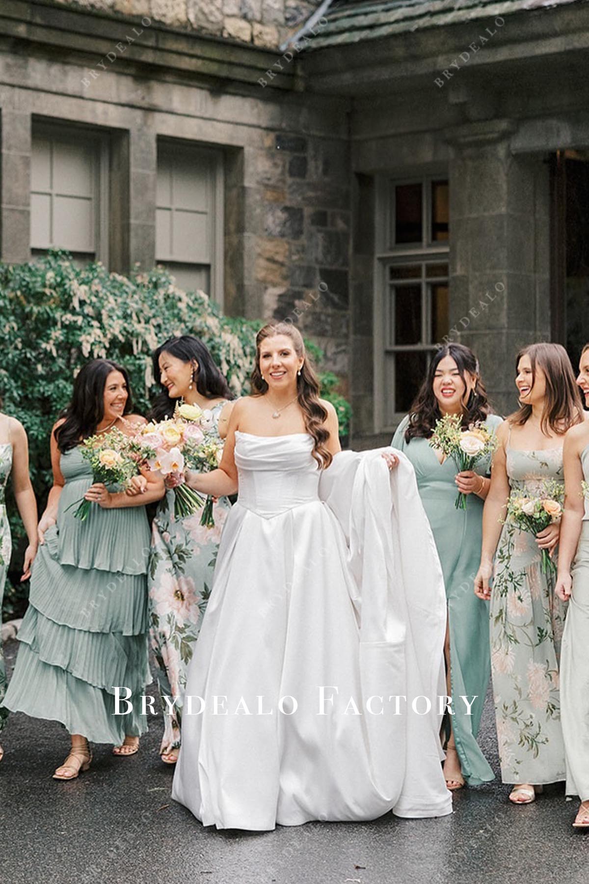 Elegant Strapless Cowl A-Line Chapel Train Wedding Dress Elegant Strapless Cowl A-Line Chapel Train Wedding Dress