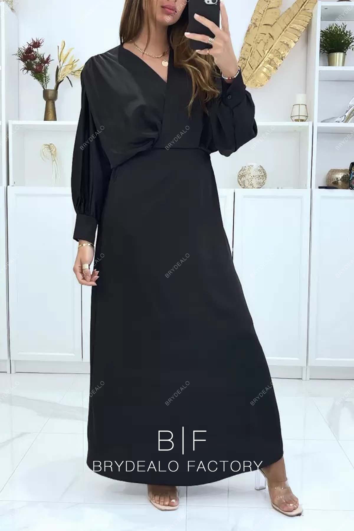 Black Batwing Sleeves Ankle Length Bridesmaid Evening Dress Black Batwing Sleeves Ankle Length Bridesmaid Evening Dress