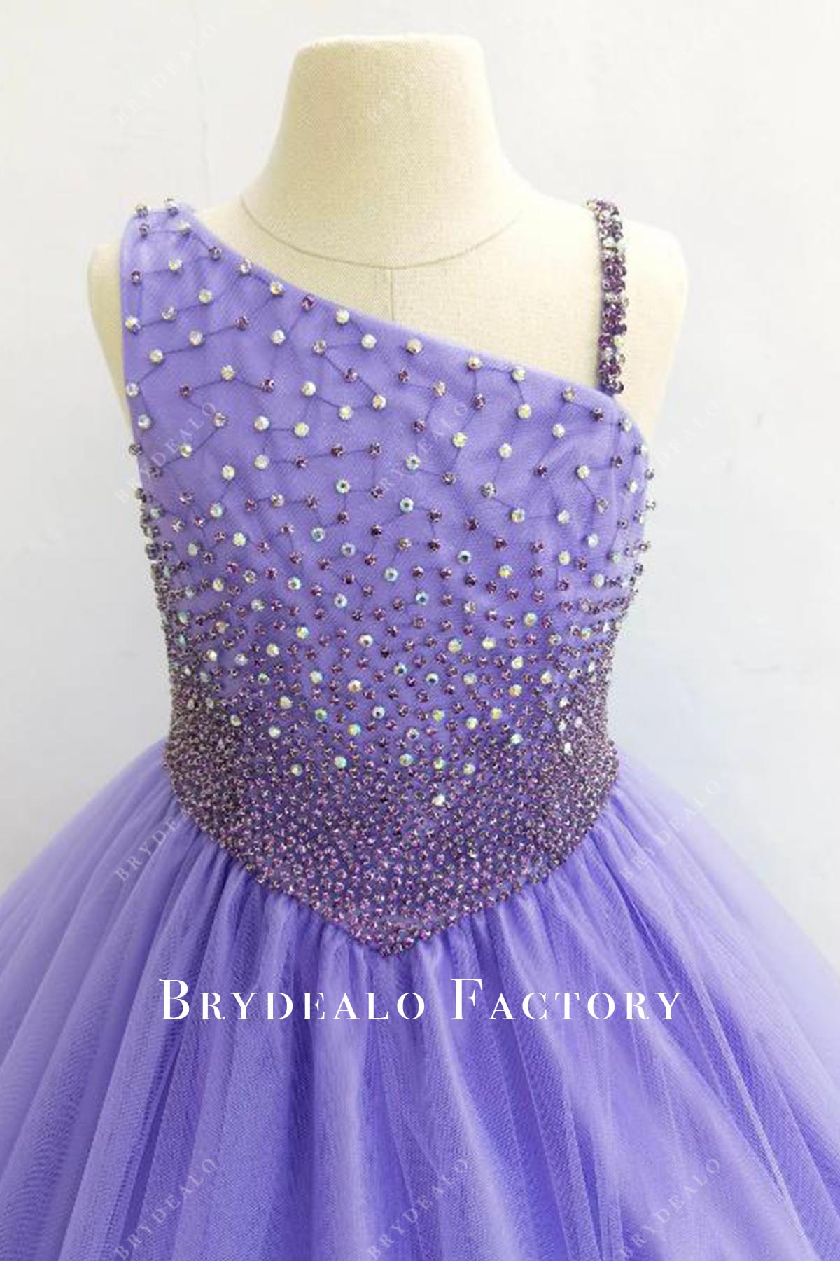 beaded asymmetrical pageant dress