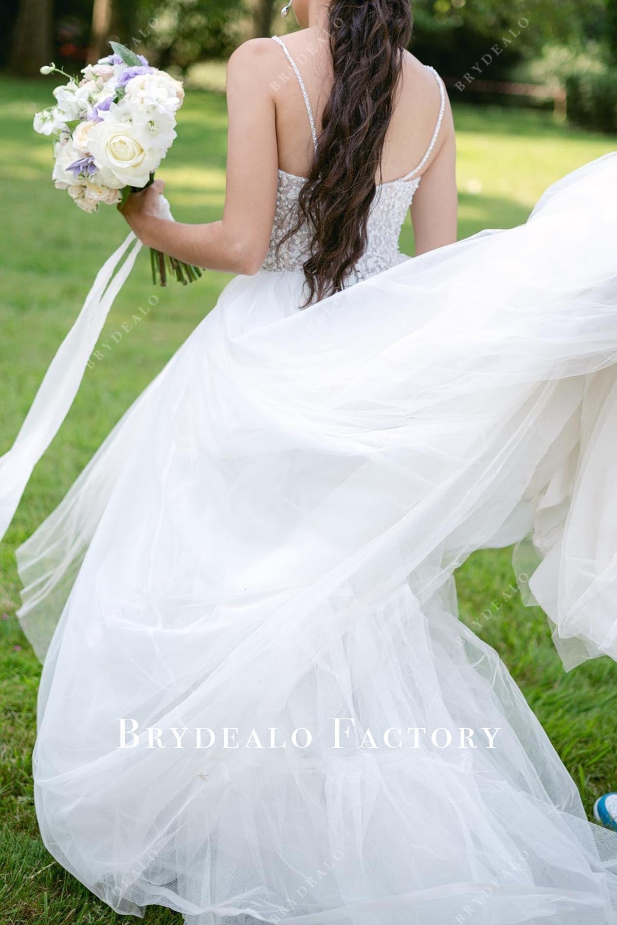 beaded bodice a line wedding dress