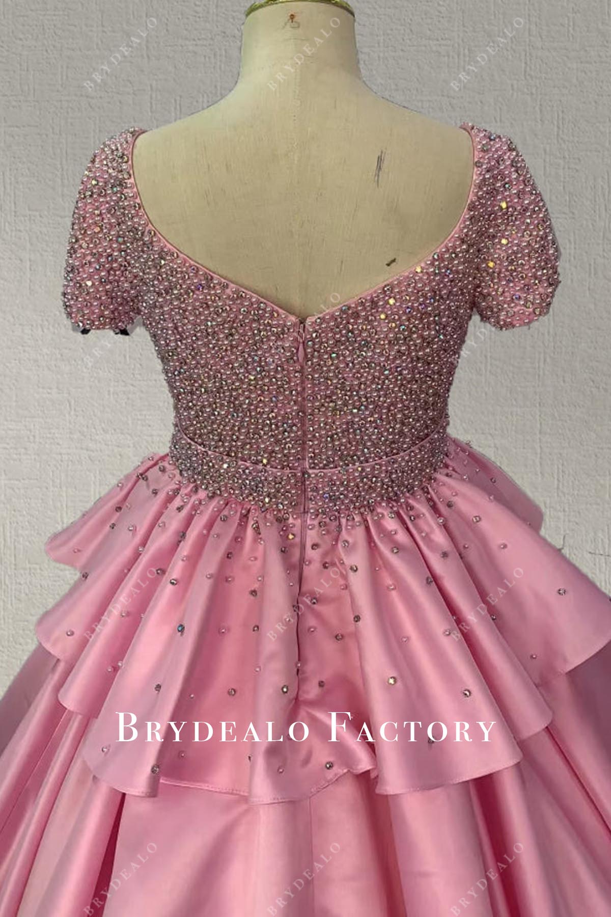 beaded flamingo short v back pageant dress