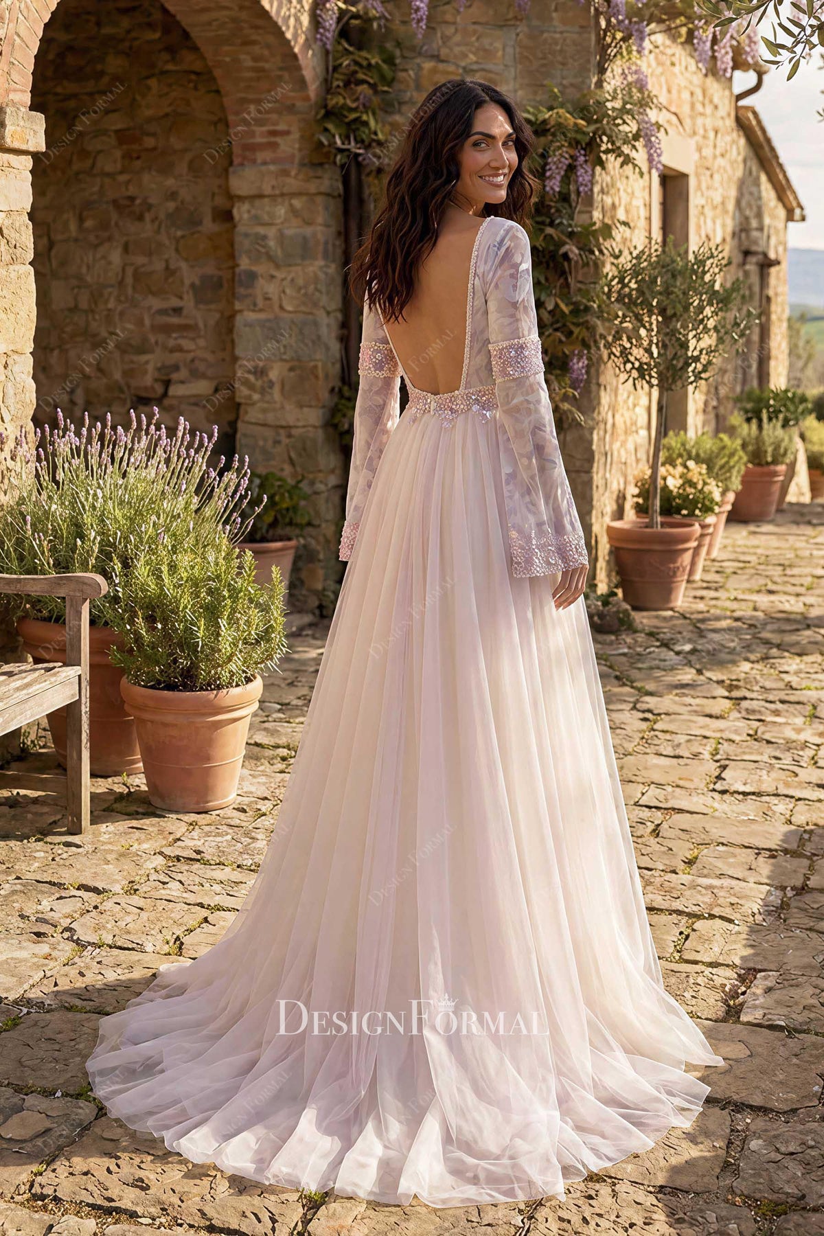 beaded lace court train wedding dress