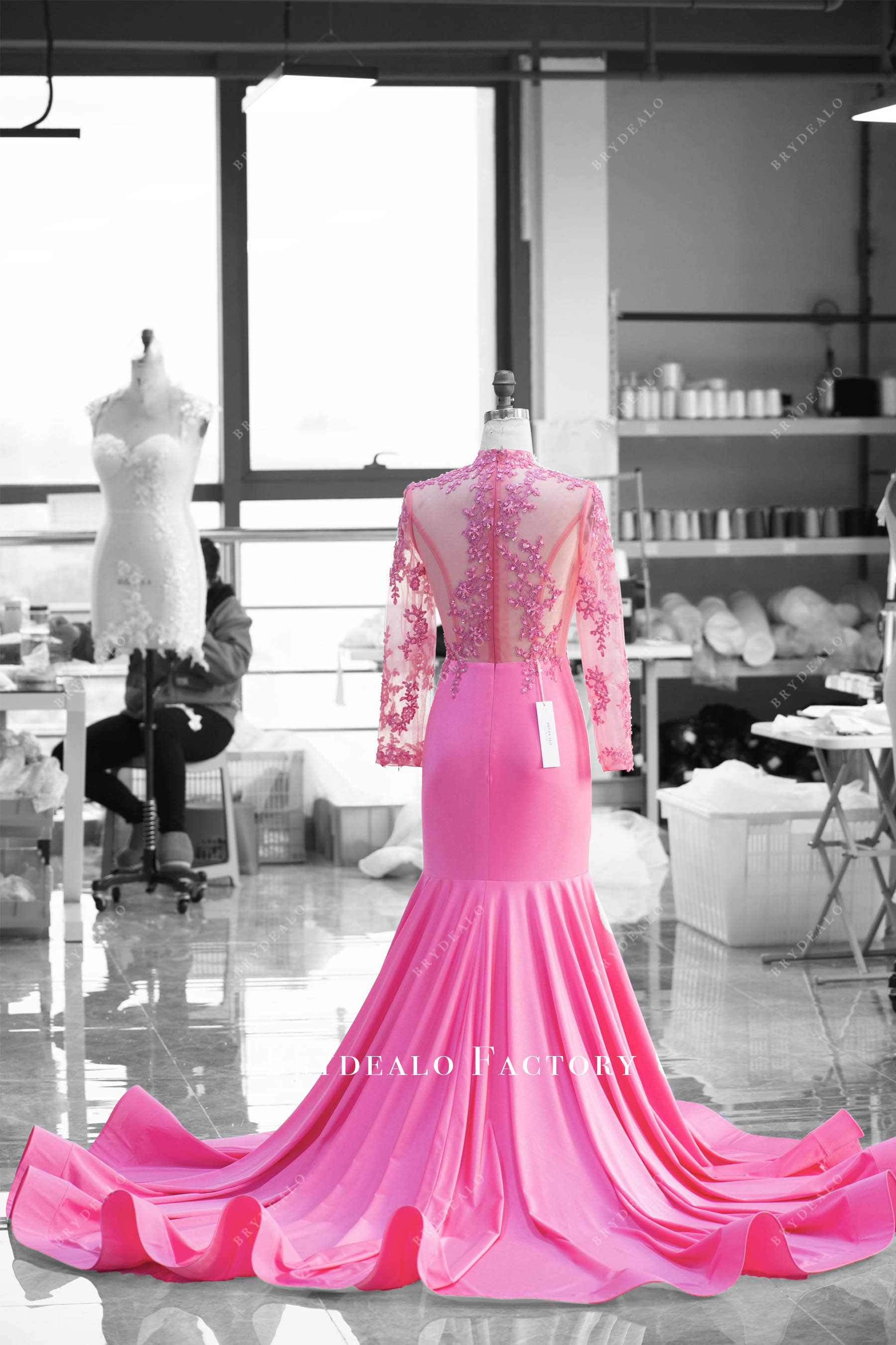 beaded lace fitted ruffled prom dress