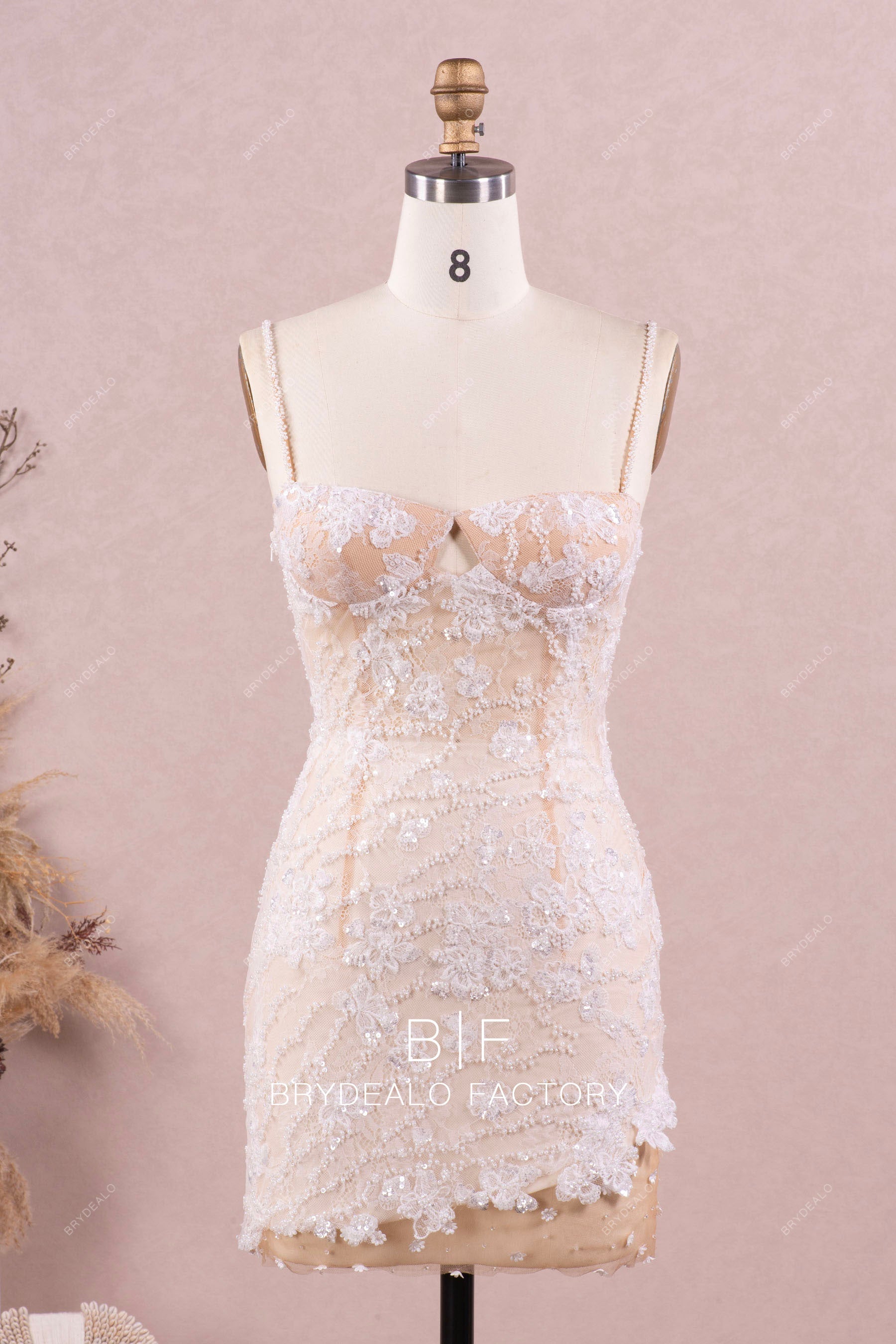 Designer Beaded Lace Champagne Corset Wedding Dress with Overskirt, Light Champagne Designer Beaded Lace Champagne Corset Wedding Dress with Overskirt, Light Champagne