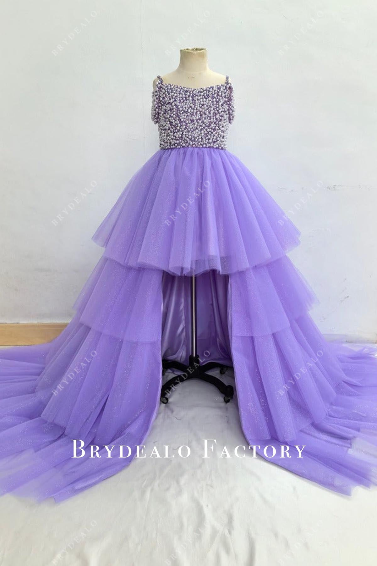 Pearls Purple Layered High To Low Pageant Dress Pearls Purple Layered High To Low Pageant Dress
