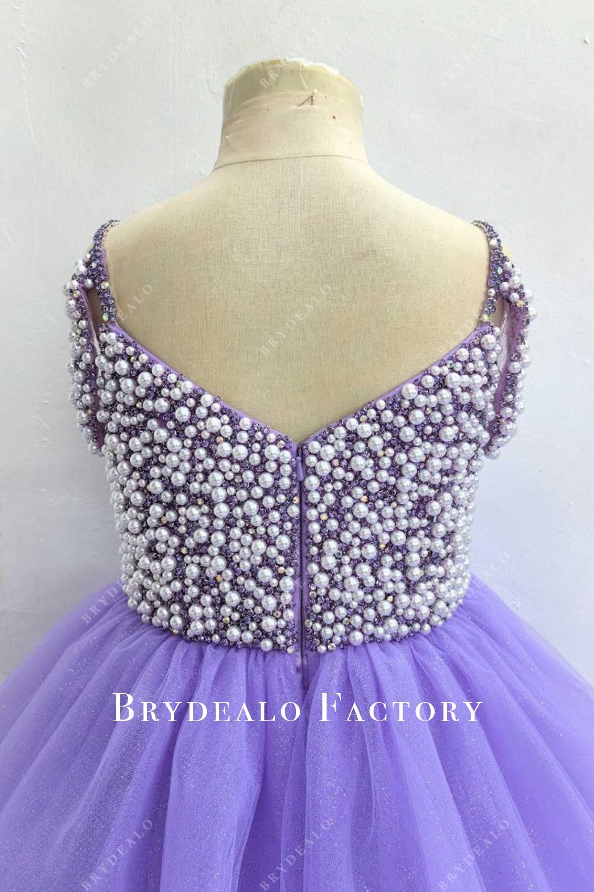beaded purple v back pageant dress