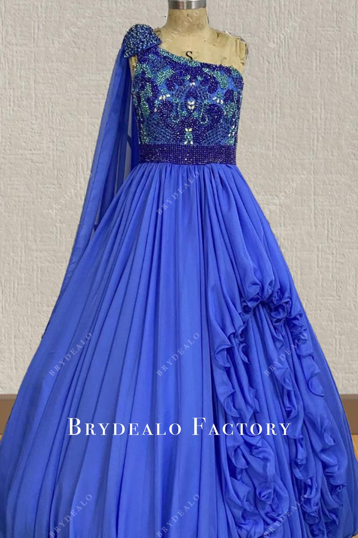 Pageant Dress | Beaded Royal Blue One Shoulder A-Line Kids Gown Pageant Dress | Beaded Royal Blue One Shoulder A-Line Kids Gown