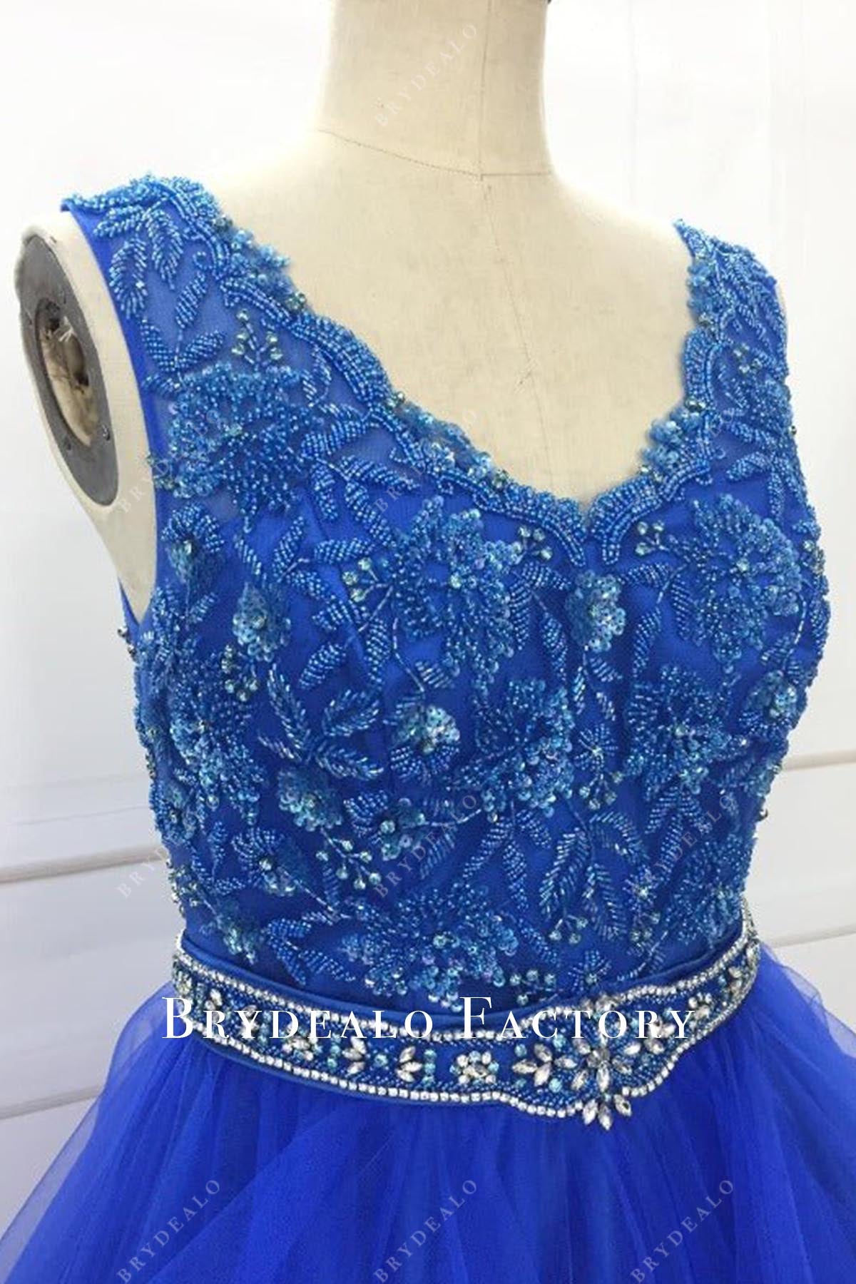 beaded royal blue pageant dress