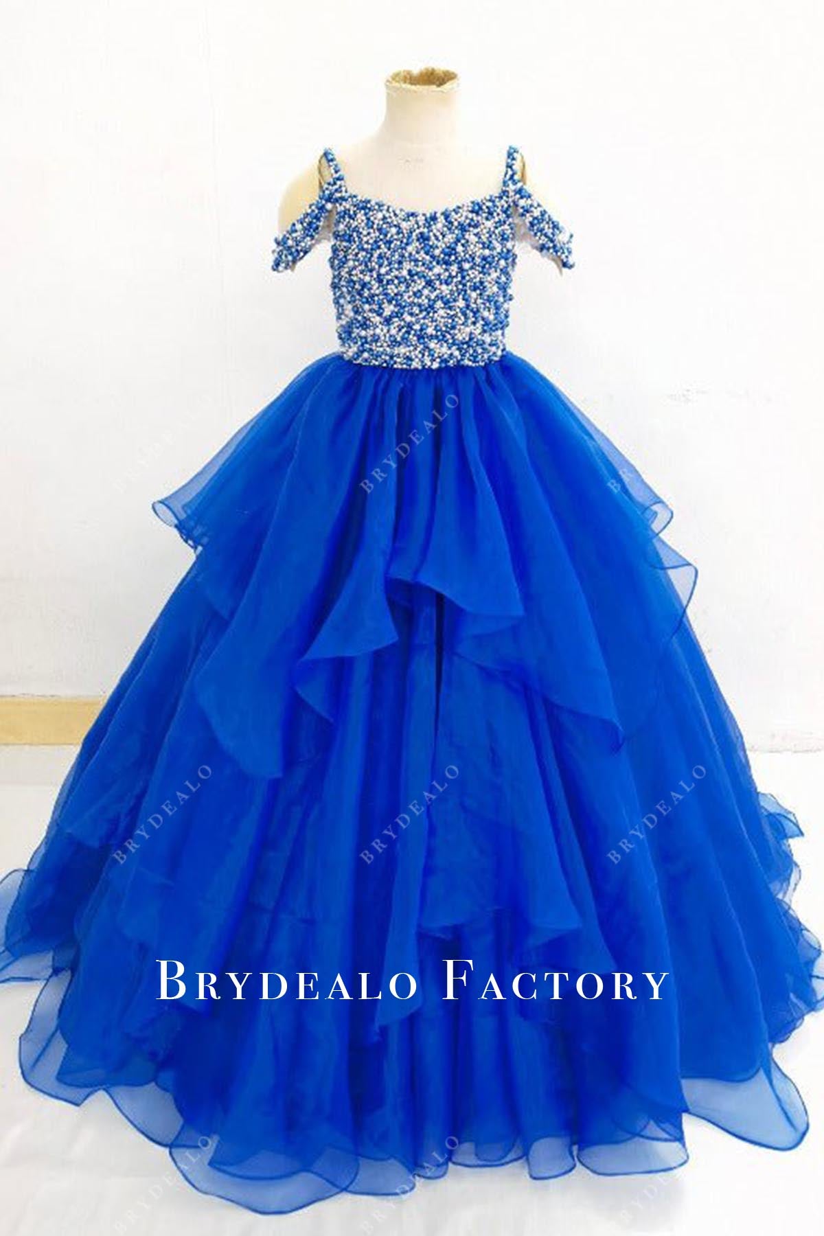 beaded royal blue pageant dress