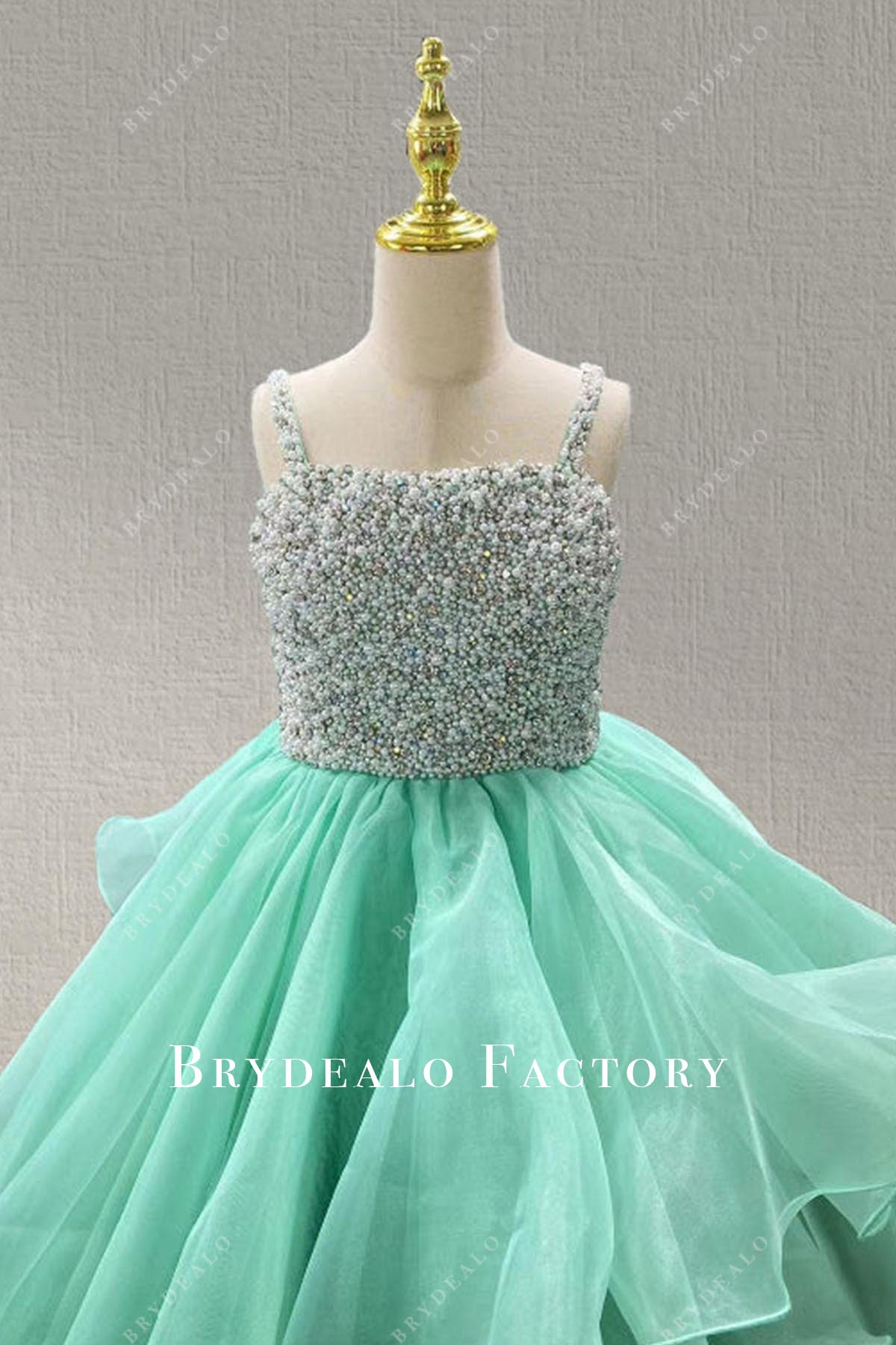 beaded straps turquoise pageant dress