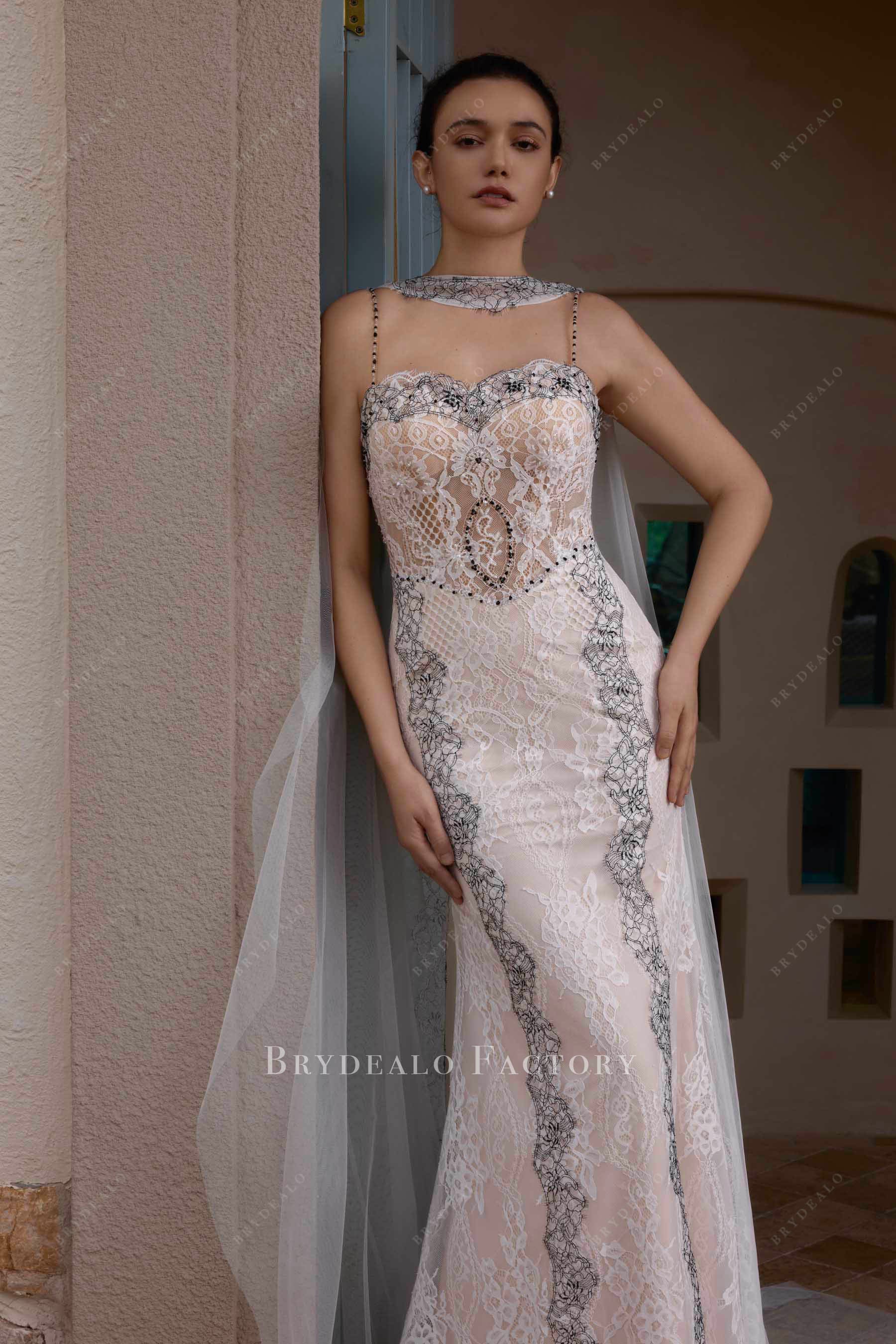 beaded straps wedding dress