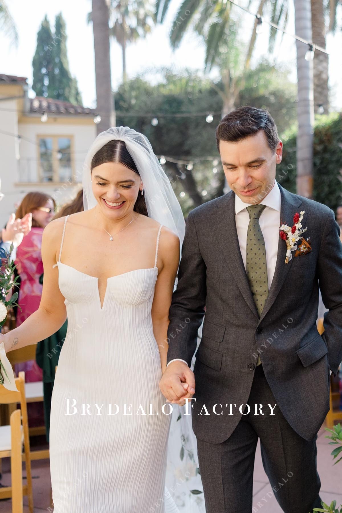 beaded straps wedding dress