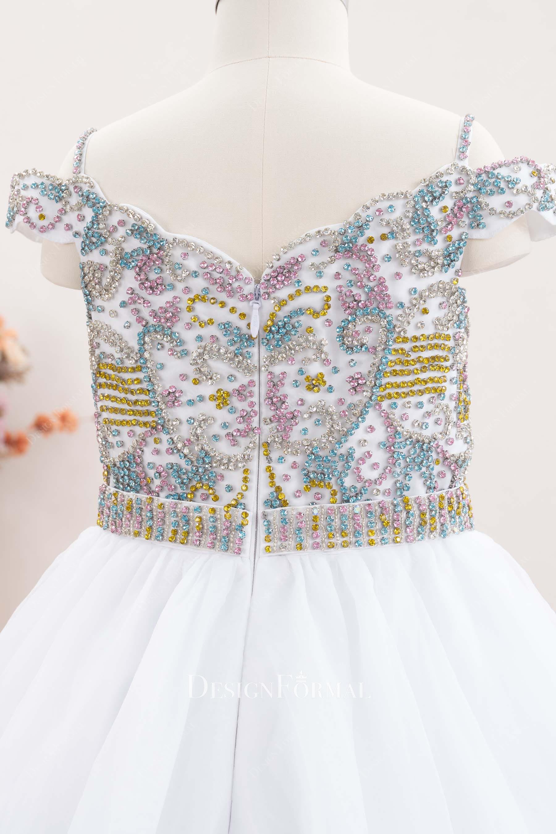 beaded v back kids pageant dress
