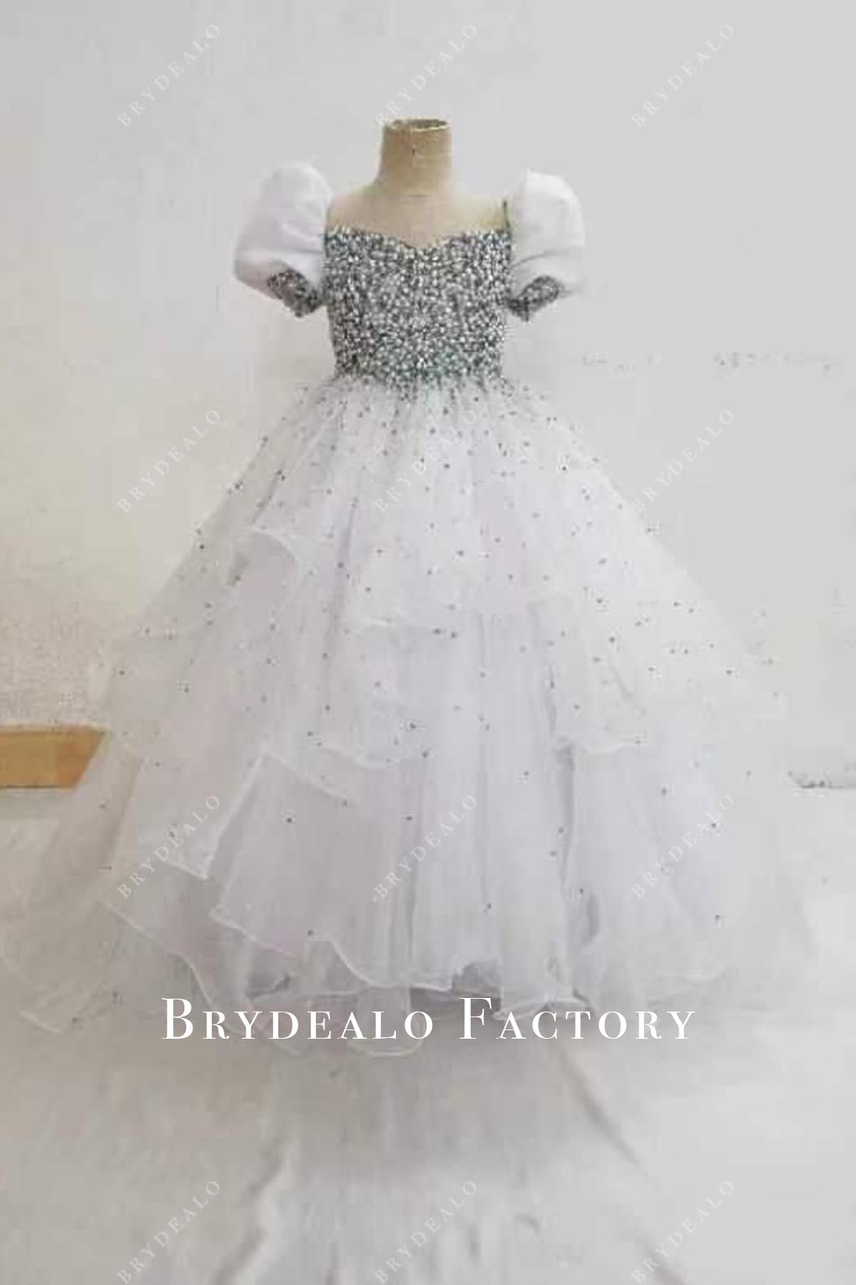 beaded white pageant dress