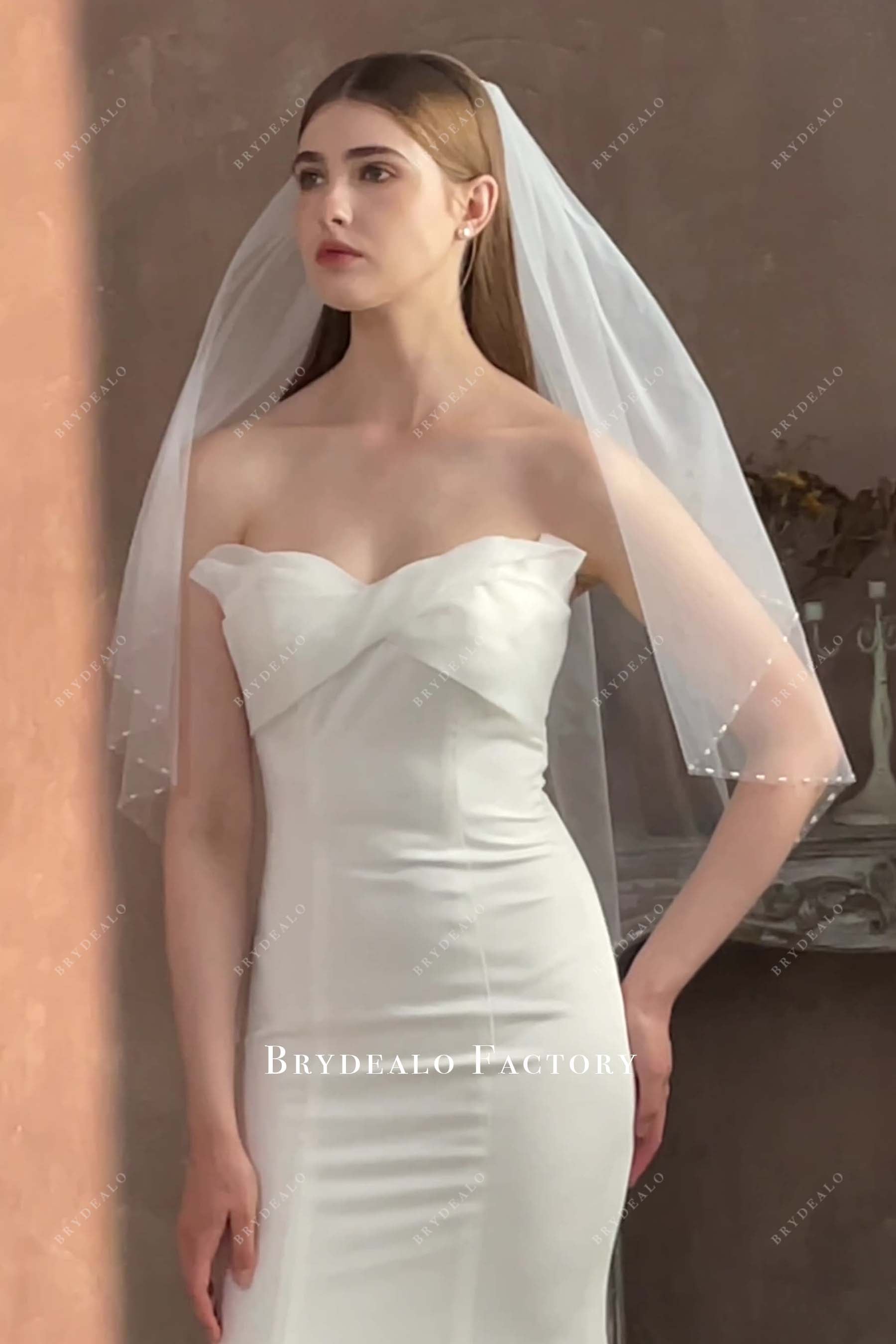 beading edge bridal veil