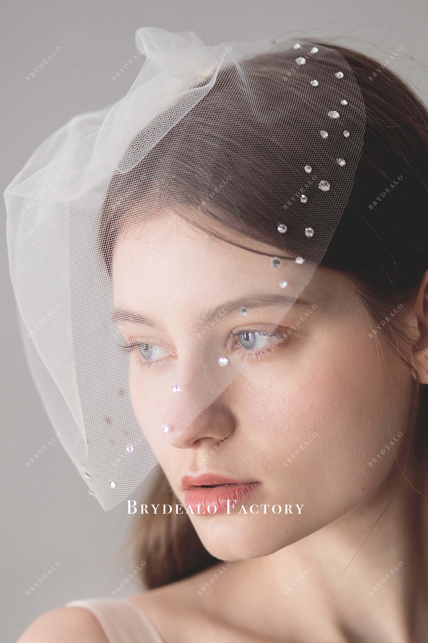 birdcage raw cut bridal veil