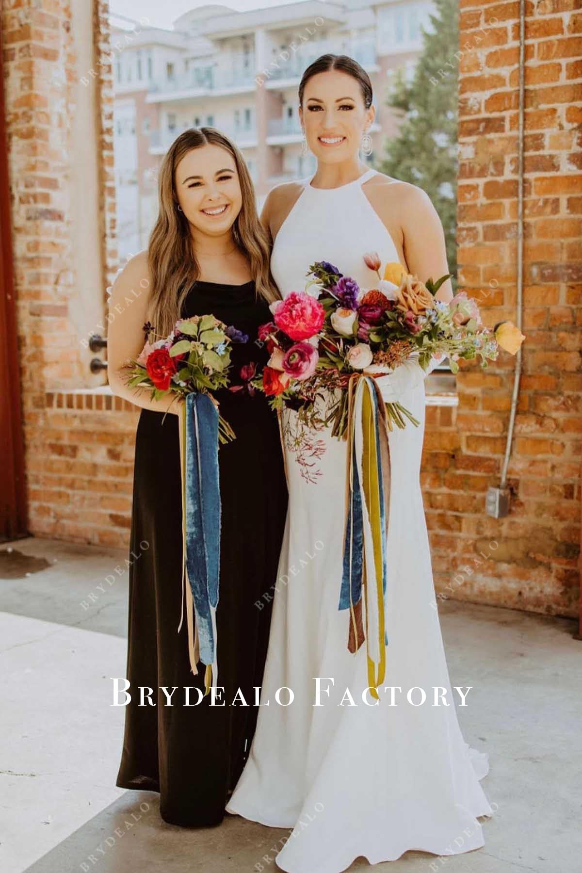 black chiffon bridesmaid dress