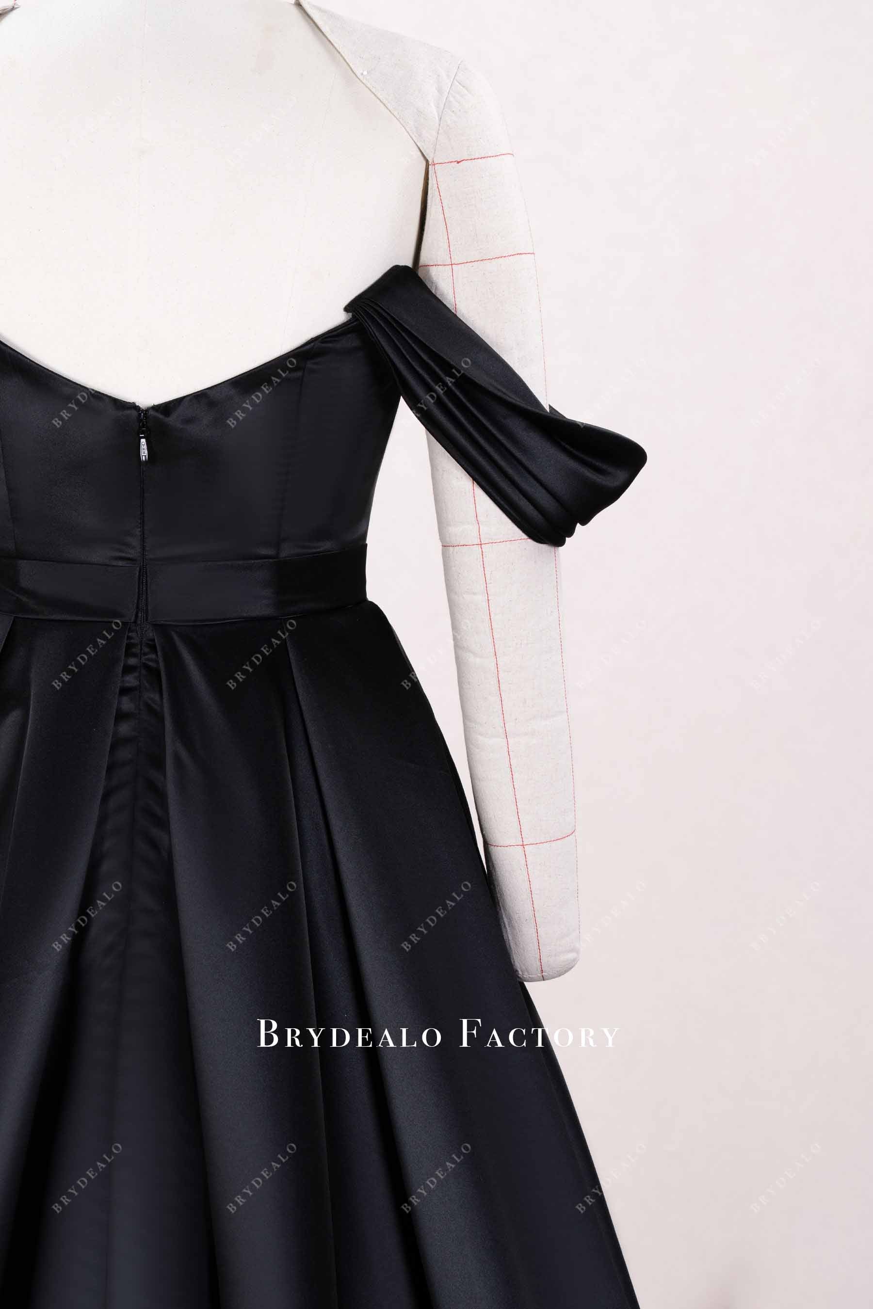 black drop sleeve bridal gown