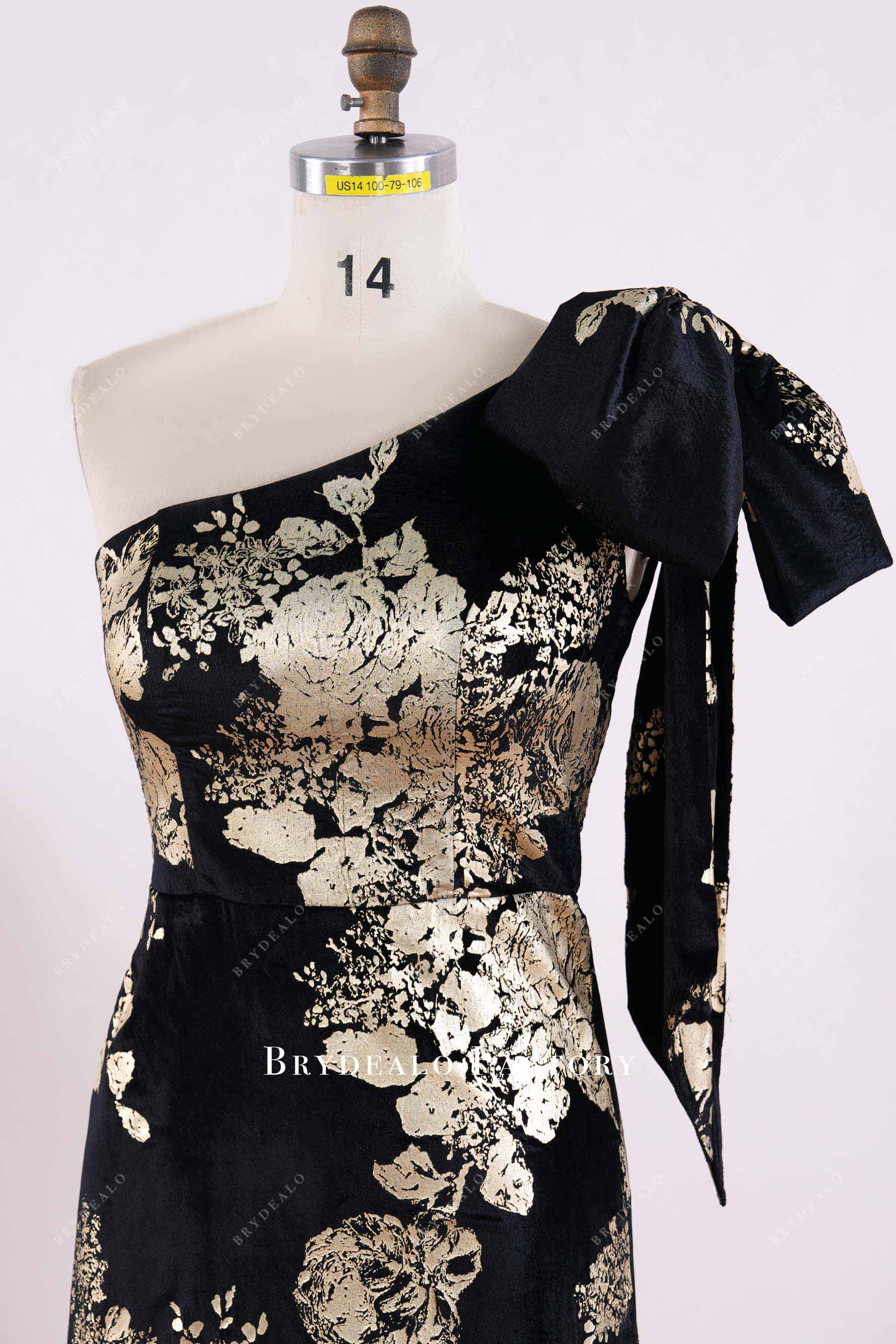 black gold print mother of bride dress