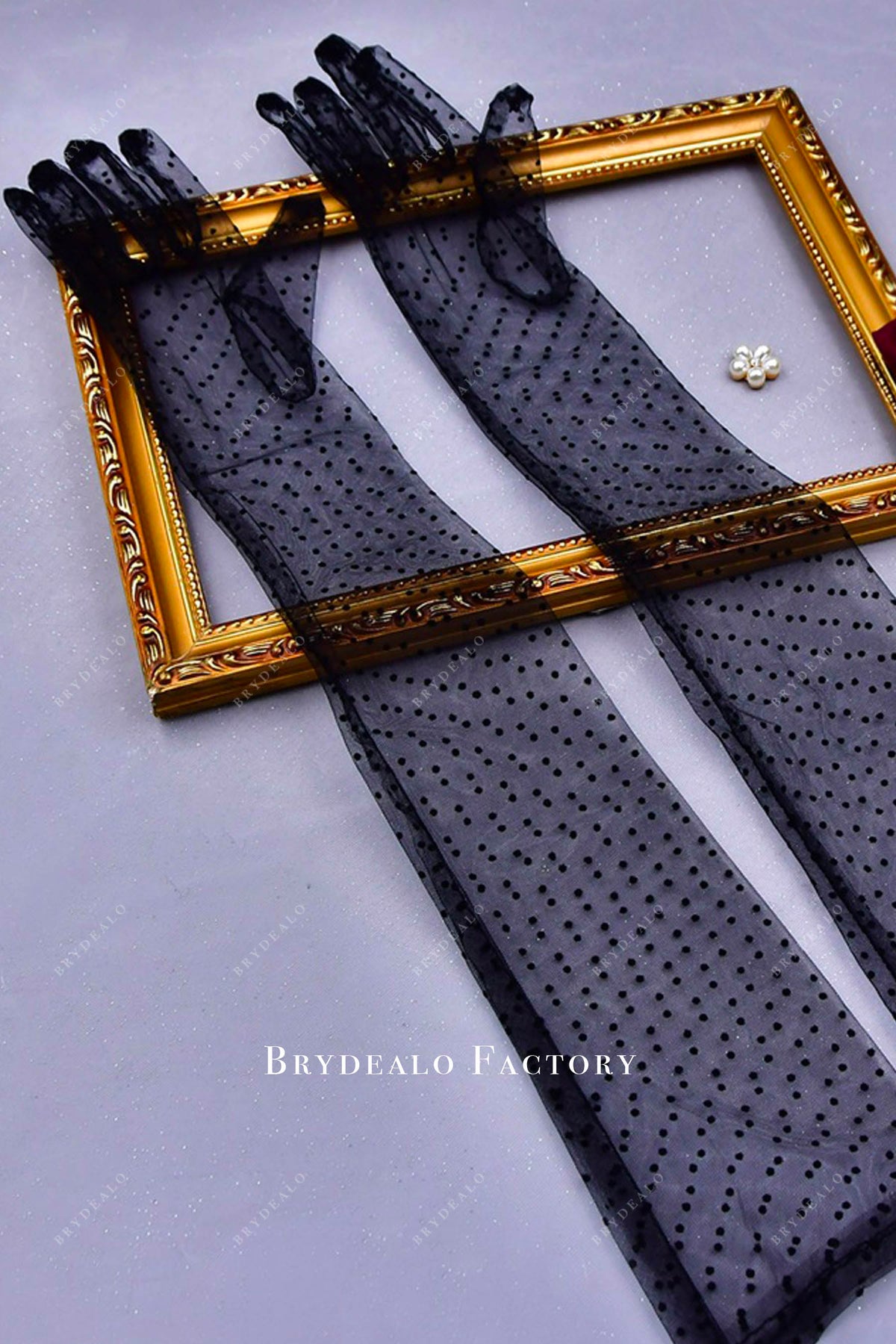 black polka dot gloves