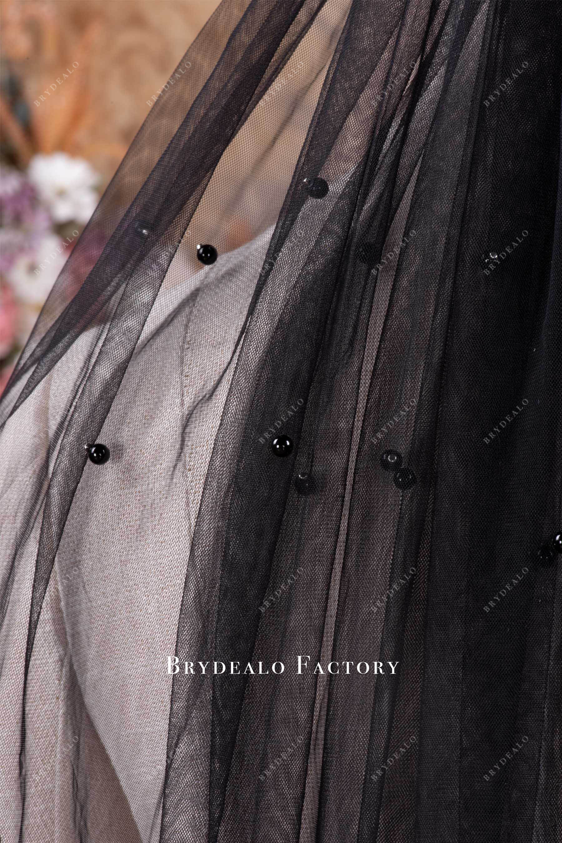 black tulle bridal veil