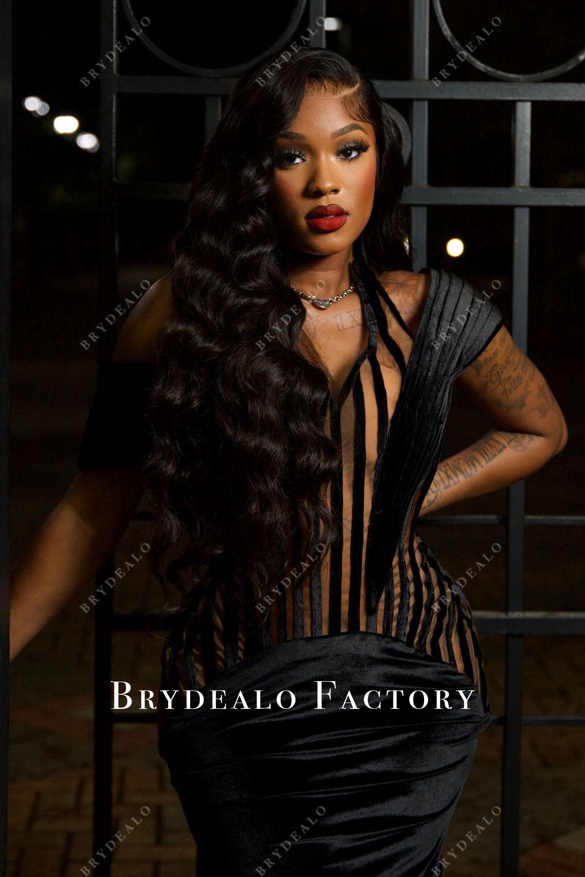 black velvet asymmetrical prom dress