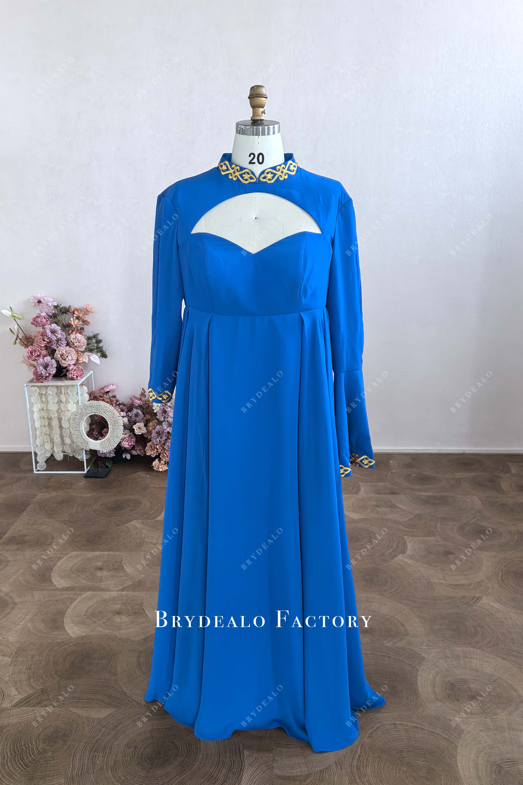 open lace back dress 2026 Bridesmaid Dresses Chiffon Women's A-Line V-Neck Sleeveless Floor-Length Formal Evening Gowns with Split Side, Aqua Blue main image 1