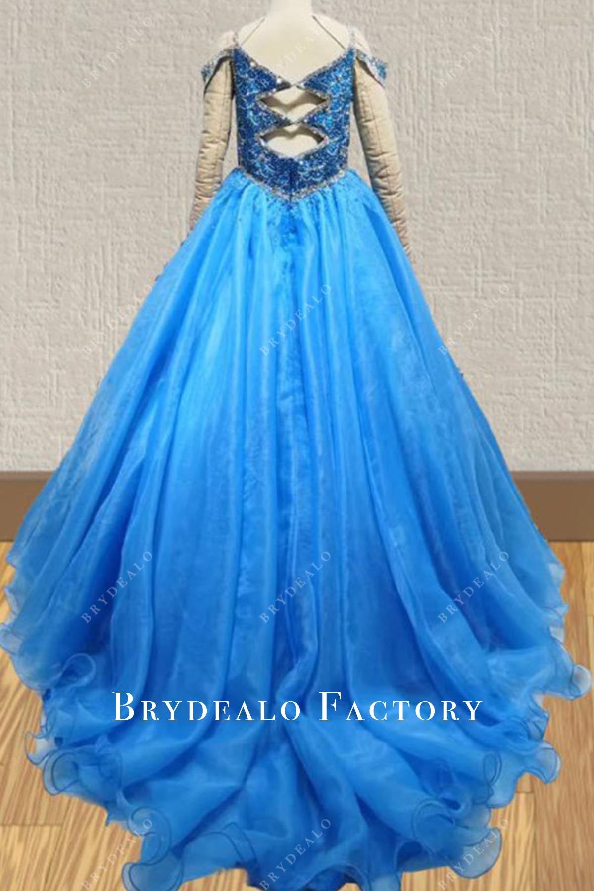 blue jay court train pageant dress