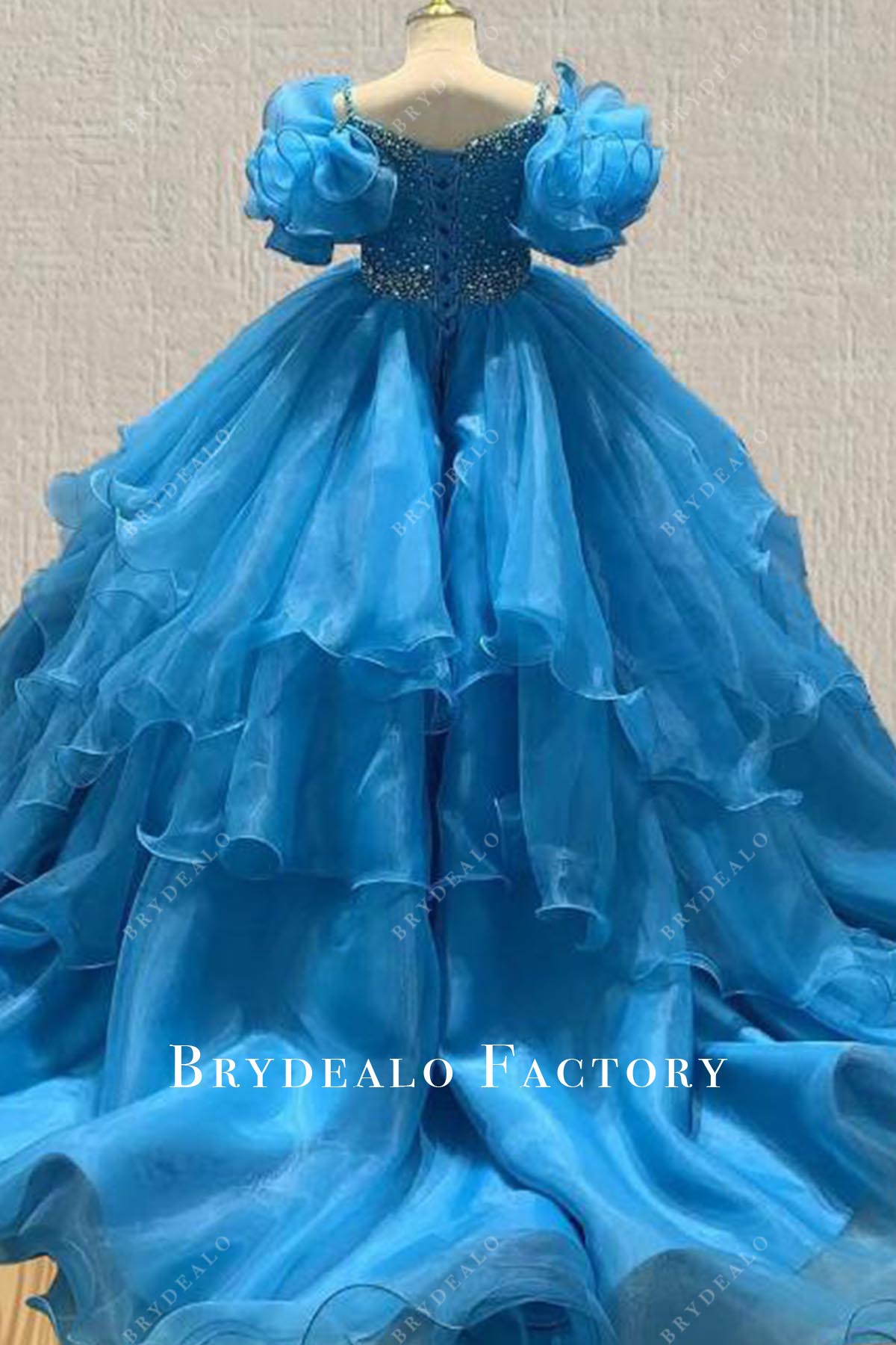 blue jay court train pageant dress