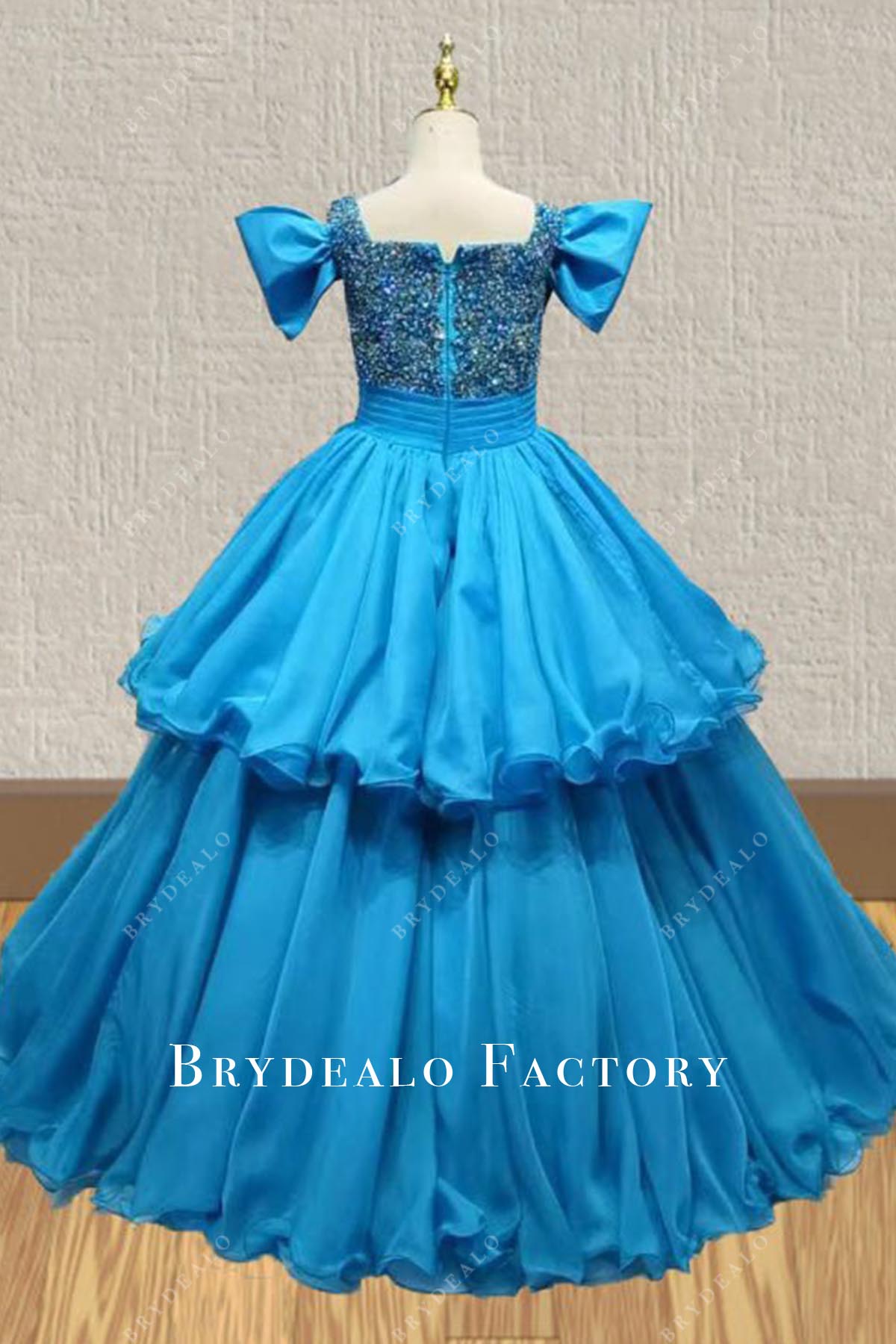 blue jay layered pageant dress
