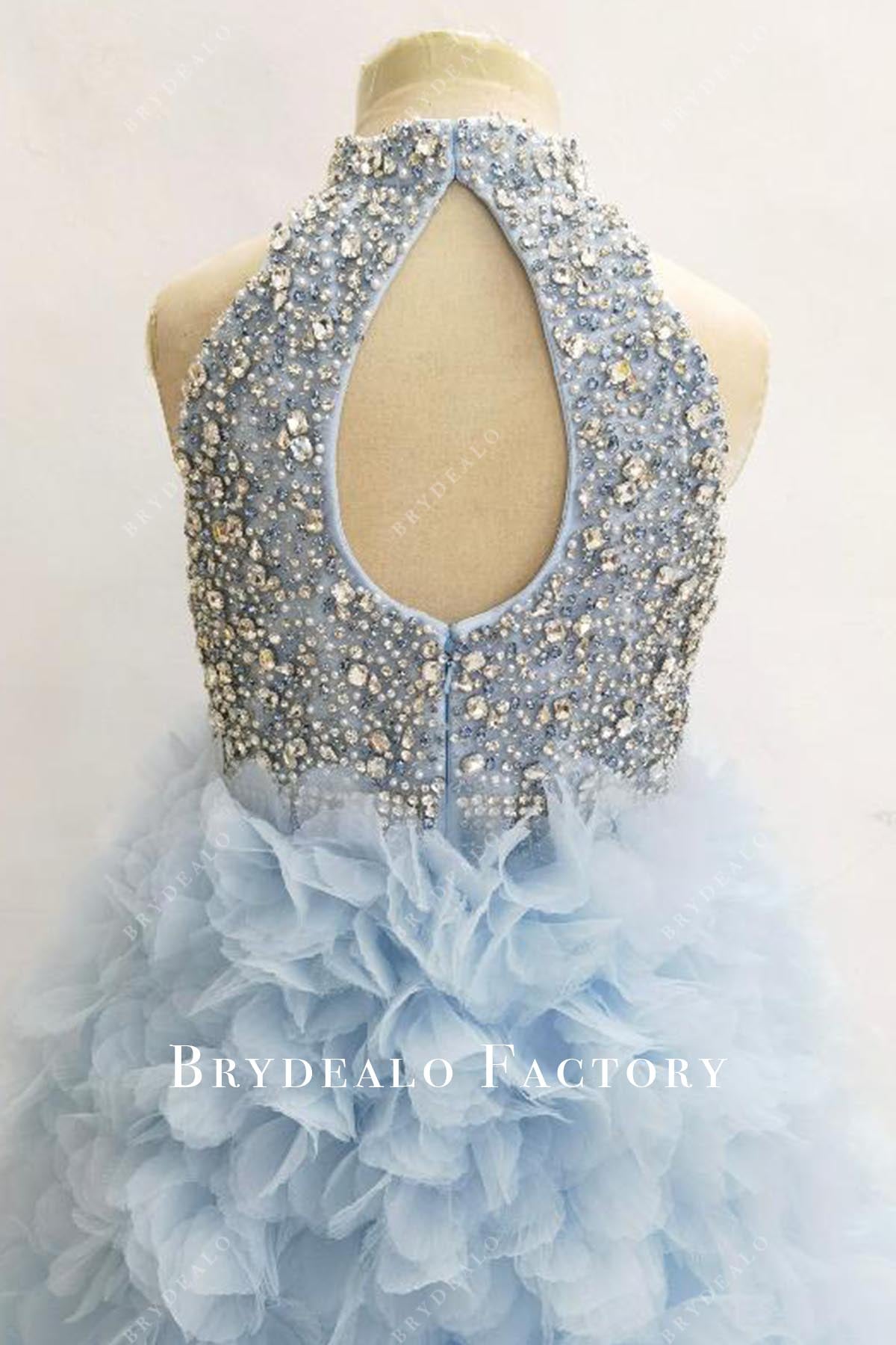blue keyhole back pageant dress