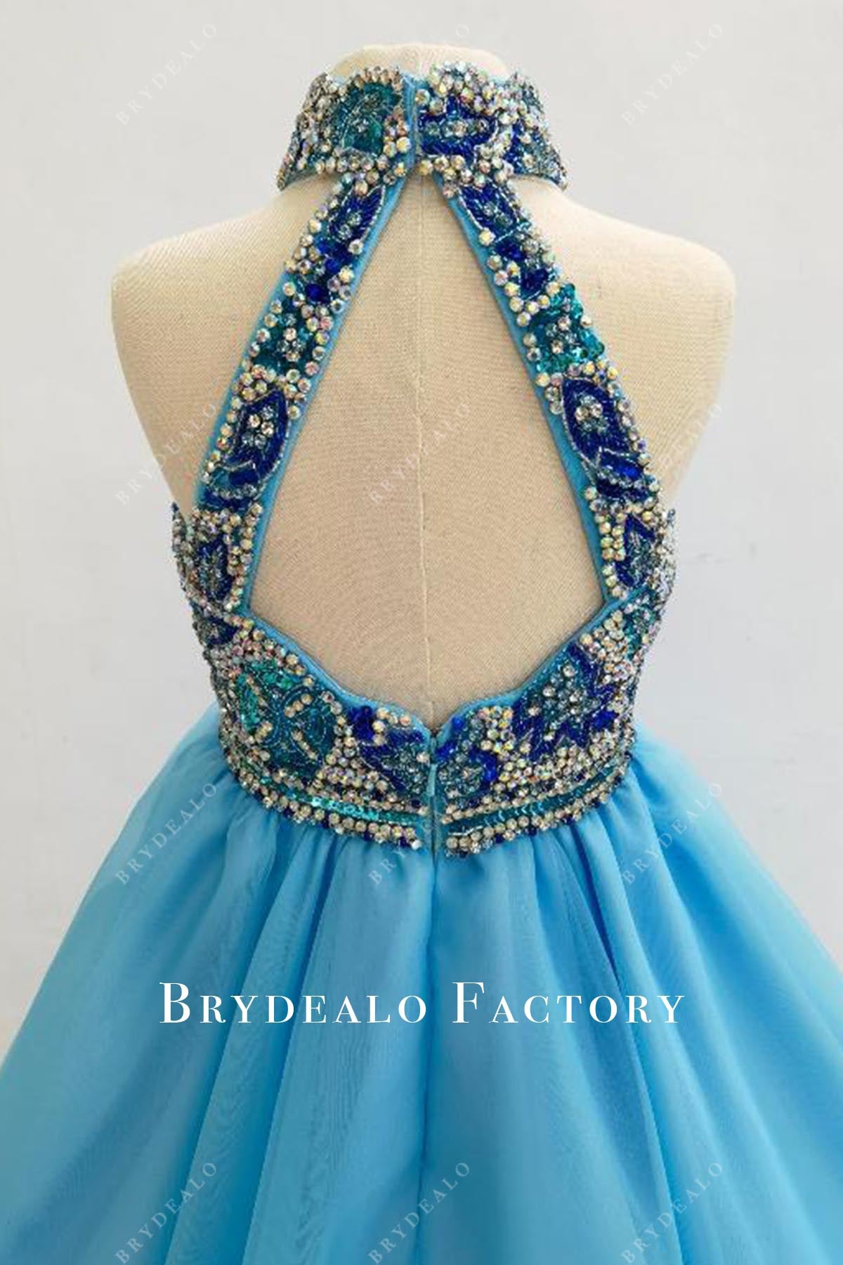 blue keyhole back pageant dress