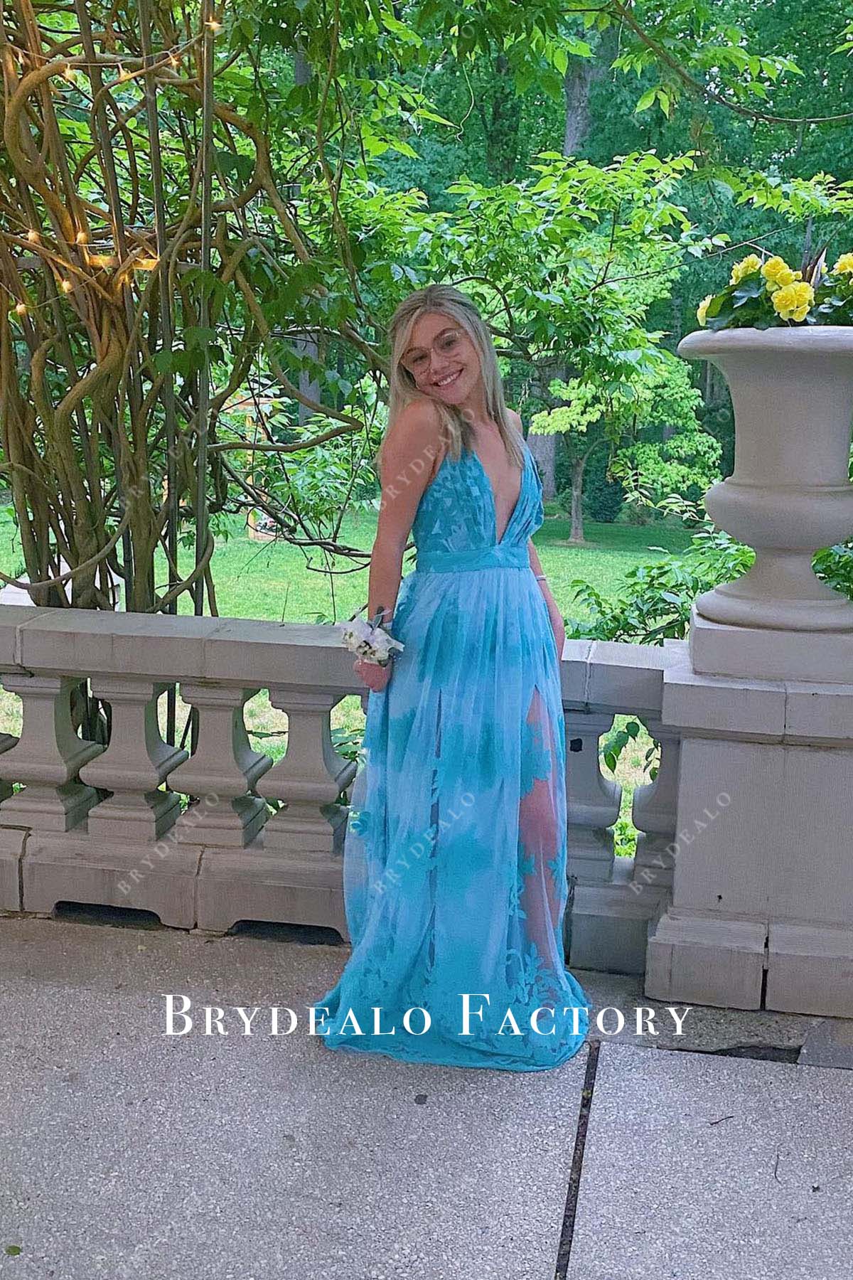 Homecoming Dress | Blue Lace Appliques A-Line Formal Gown