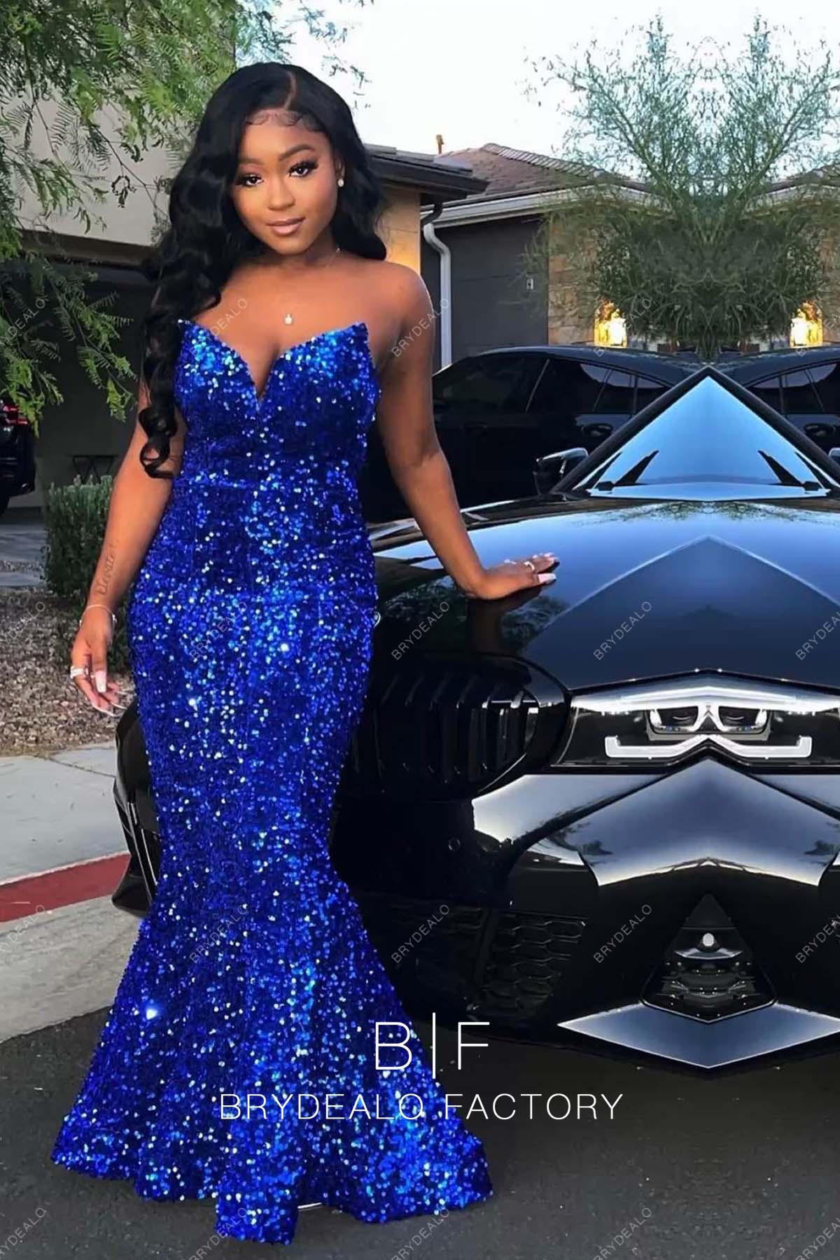 blue wedding dresses for older brides Long Formal Sequin Applique Prom Dress – The Dress Outlet main image 0